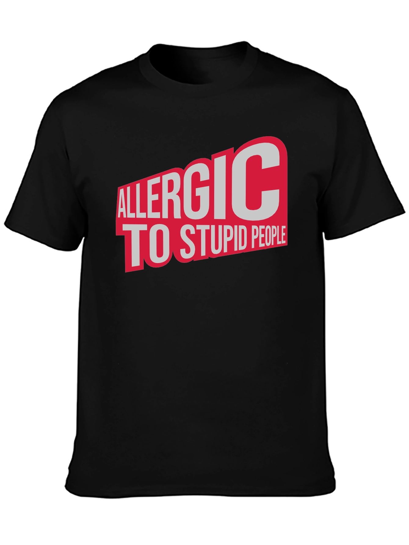 Black Allergic to Stupid People Graphic T-Shirt view 3