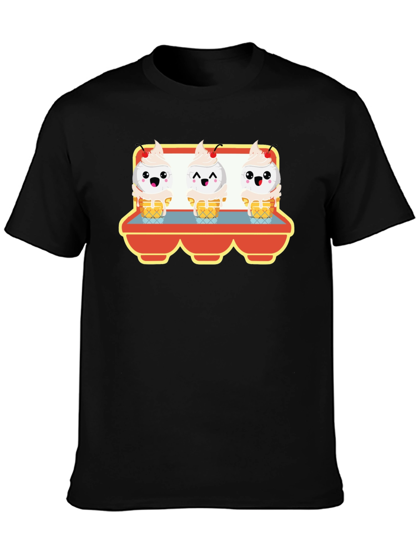 Black Cute Ice Cream Cone T-Shirt - Unique Graphic Tee view 3
