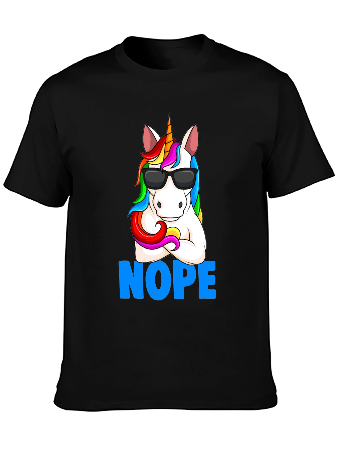 Black Unicorn NOPE T-Shirt - Funny Graphic Tee view 3