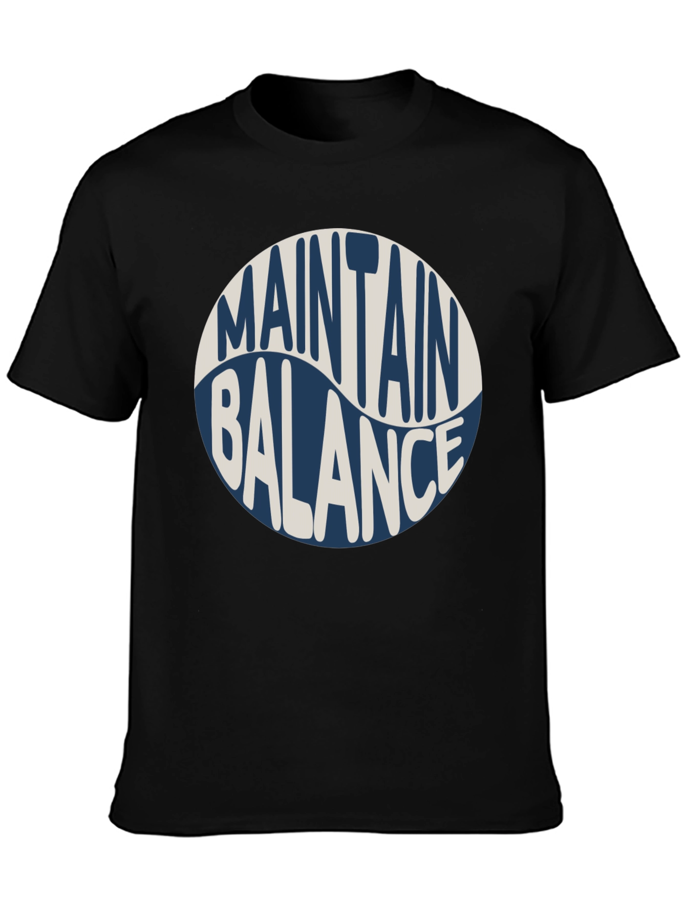 Black Maintain Balance Graphic Tee - Black Crew Neck Cotton Shirt view 3