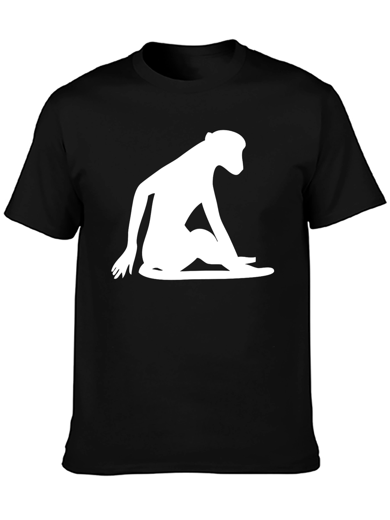 Black Modern Monkey Silhouette Graphic Tee - Black view 3