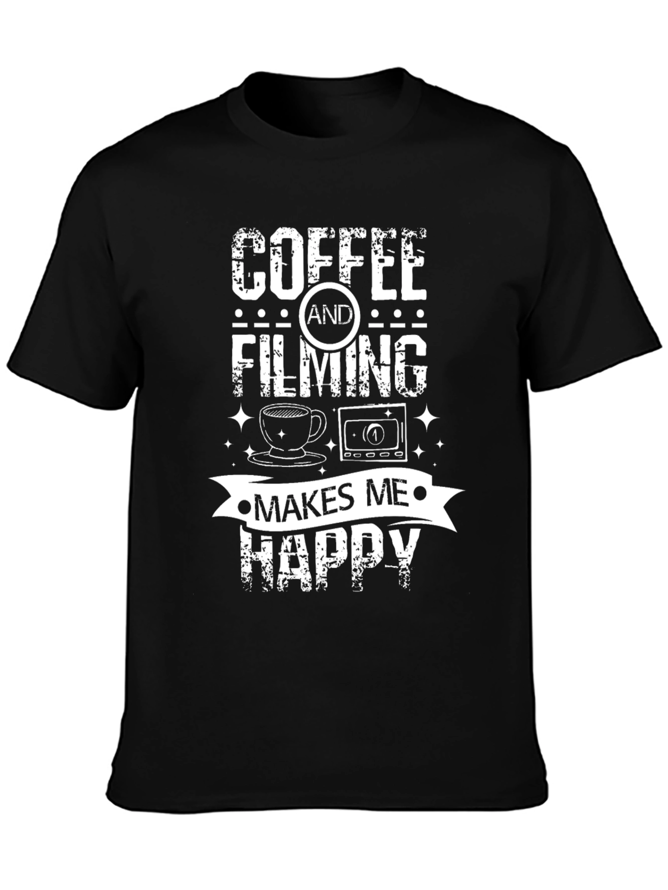 Black Coffee and Filming Makes Me Happy Graphic T-Shirt view 3