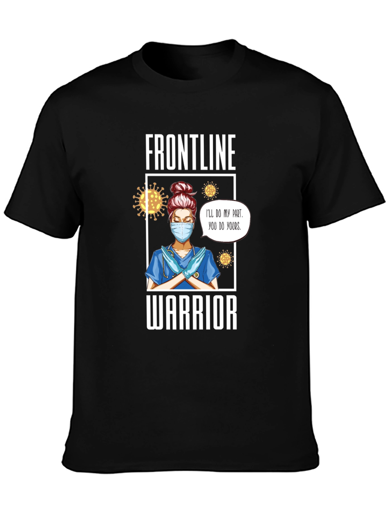 Black Frontline Warrior Nurse T-Shirt - Unisex view 3
