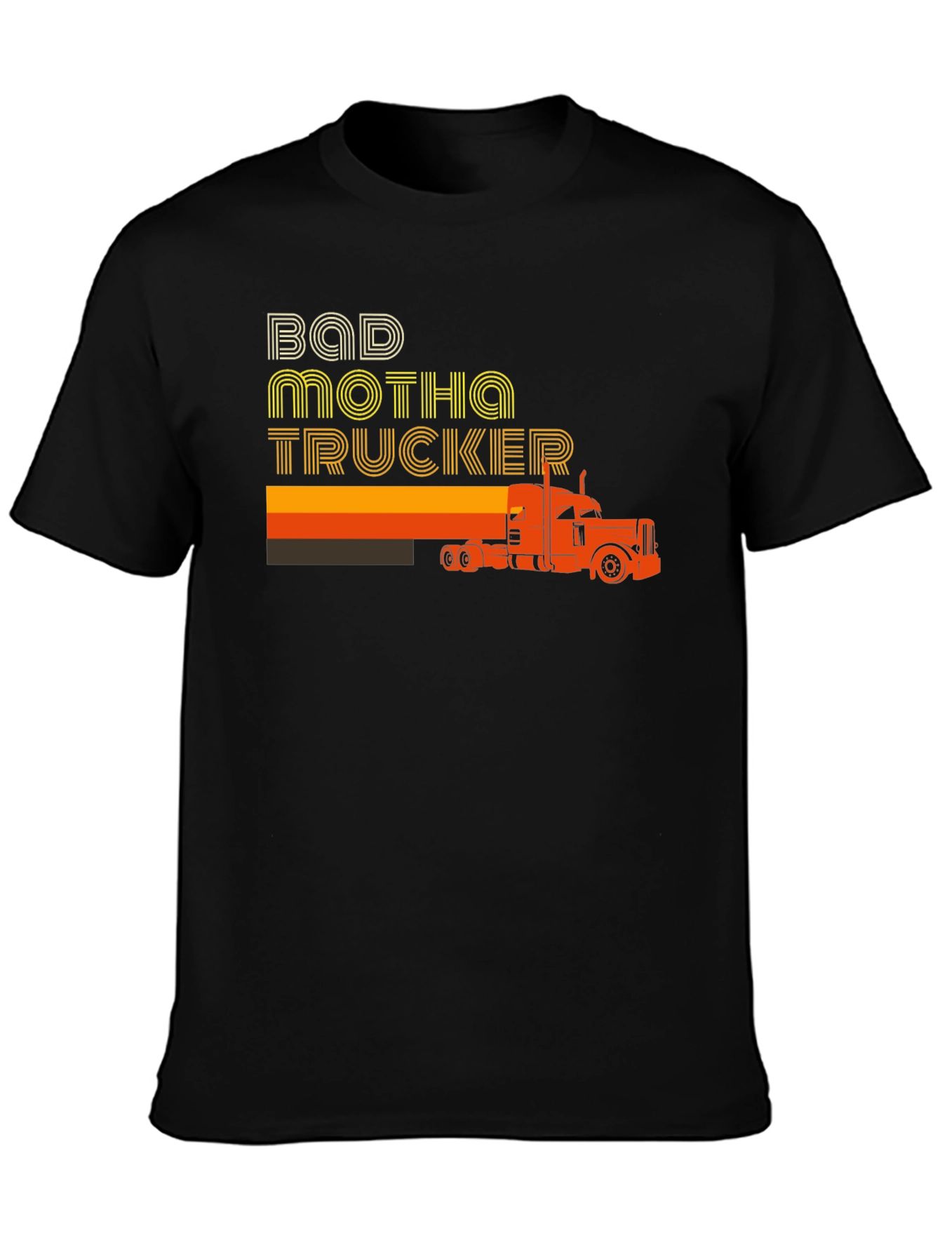 Black Bad Motha Trucker Graphic T-Shirt - Retro Style view 3