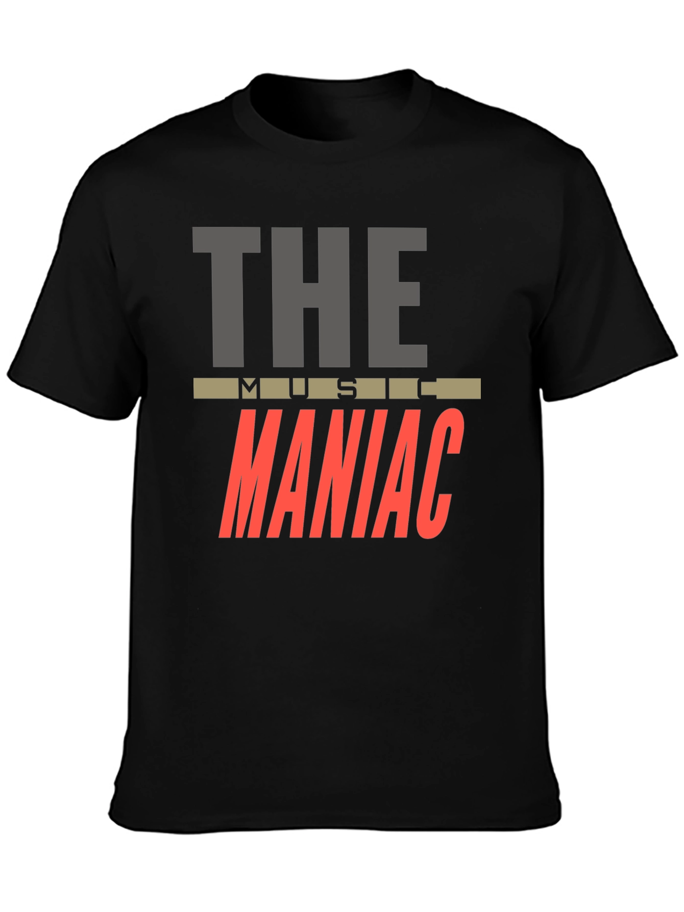Black The Music Maniac T-Shirt - Black Crew Neck view 3