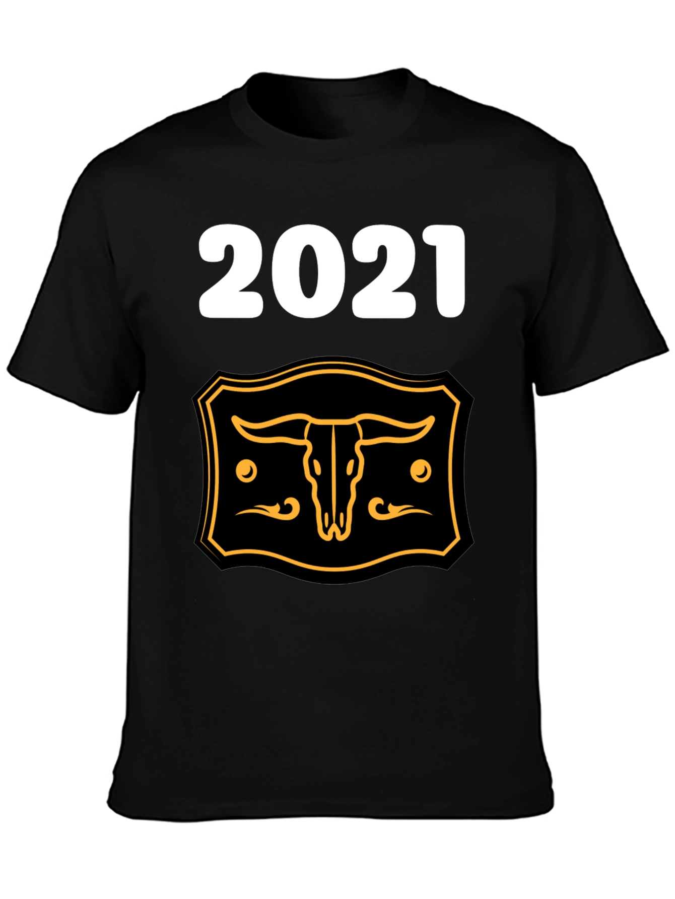 Black 2021 Steer Skull Graphic Tee - Black Cotton Blend view 3