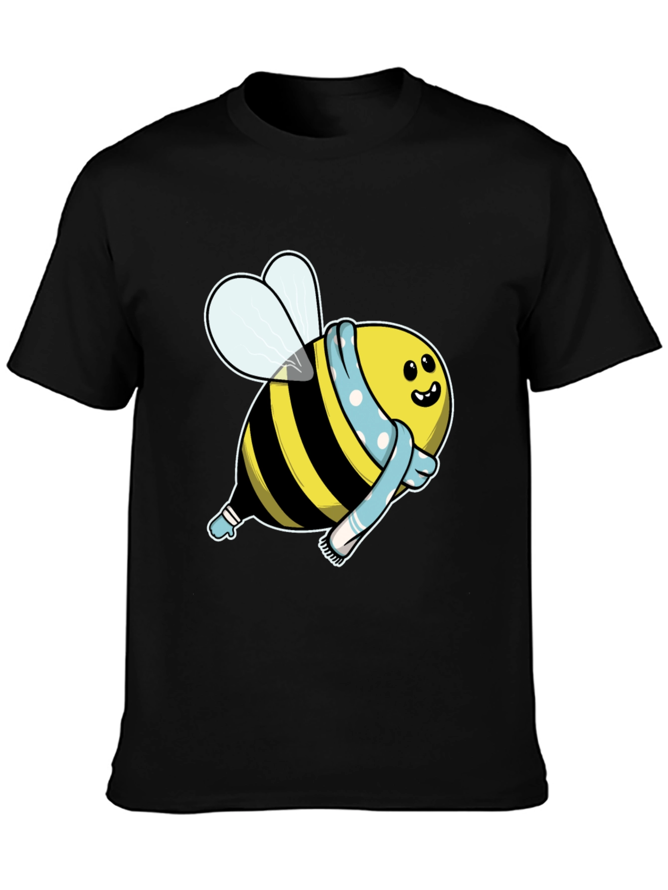 Black Cute Cartoon Bee T-Shirt - Black Cotton Blend view 3