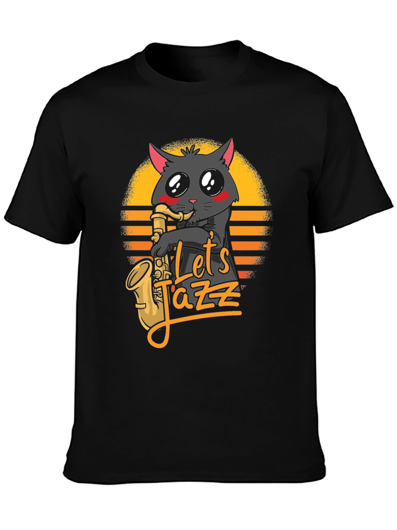 Black Let's Jazz Cat T-Shirt - Black view 3