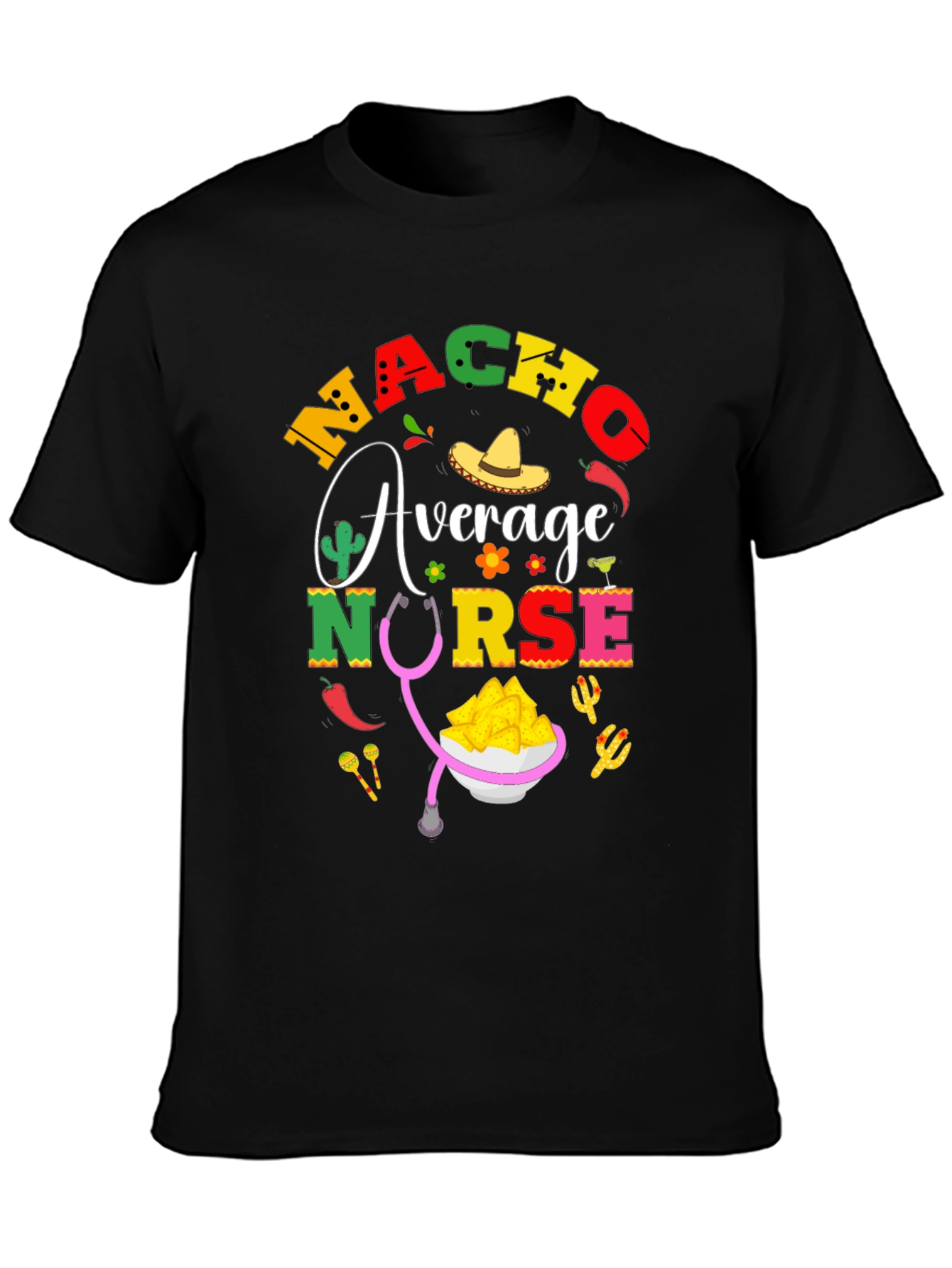 Black Nacho Average Nurse T-Shirt - Black Cotton Tee view 3