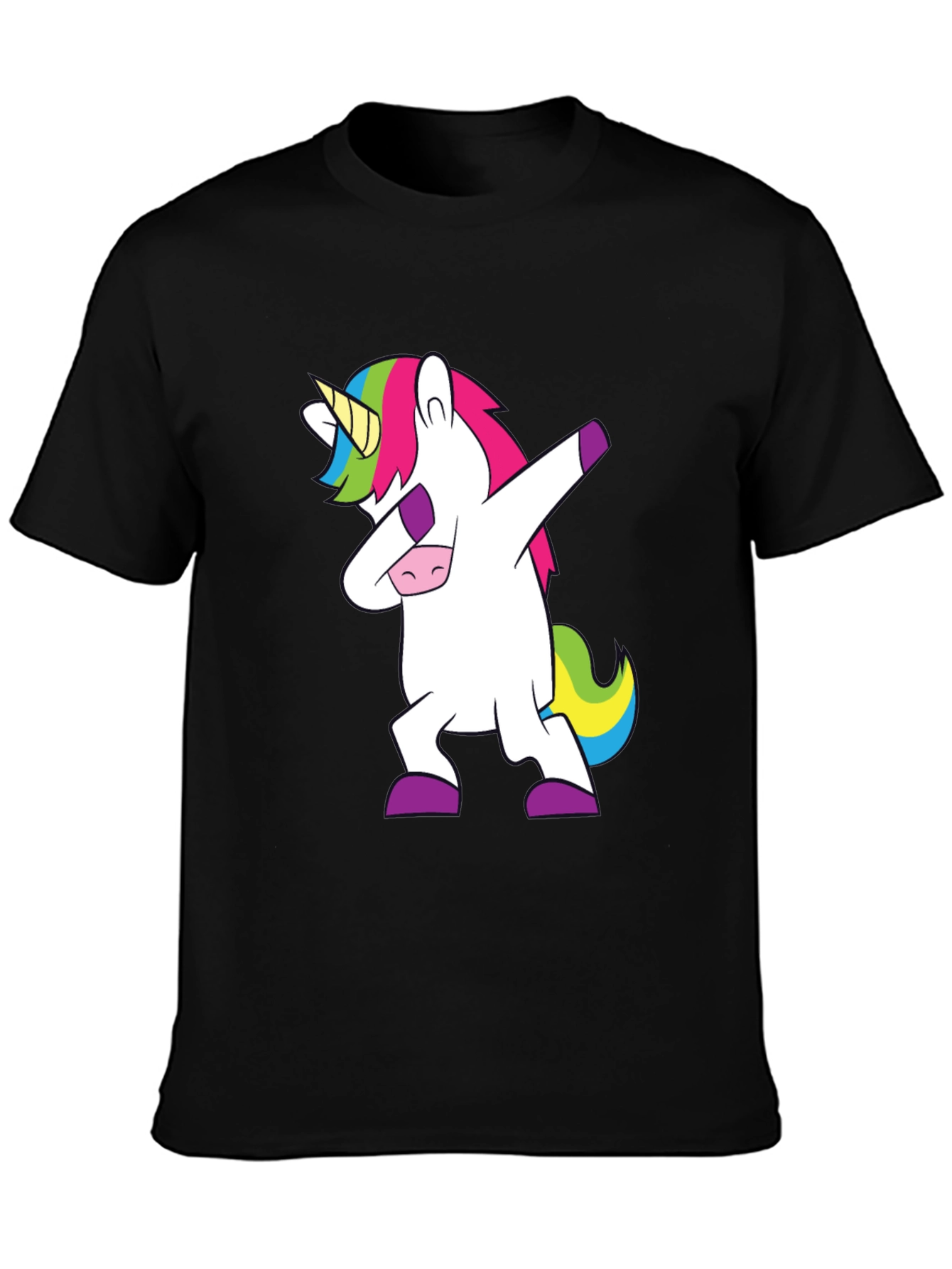 Black Dabbing Unicorn Graphic Tee - Black view 3
