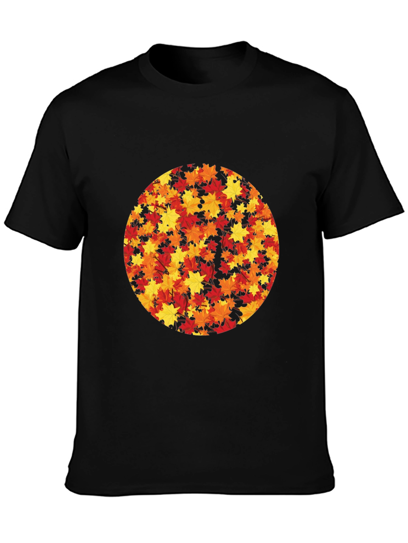 Black Autumn Leaves Graphic T-Shirt view 3
