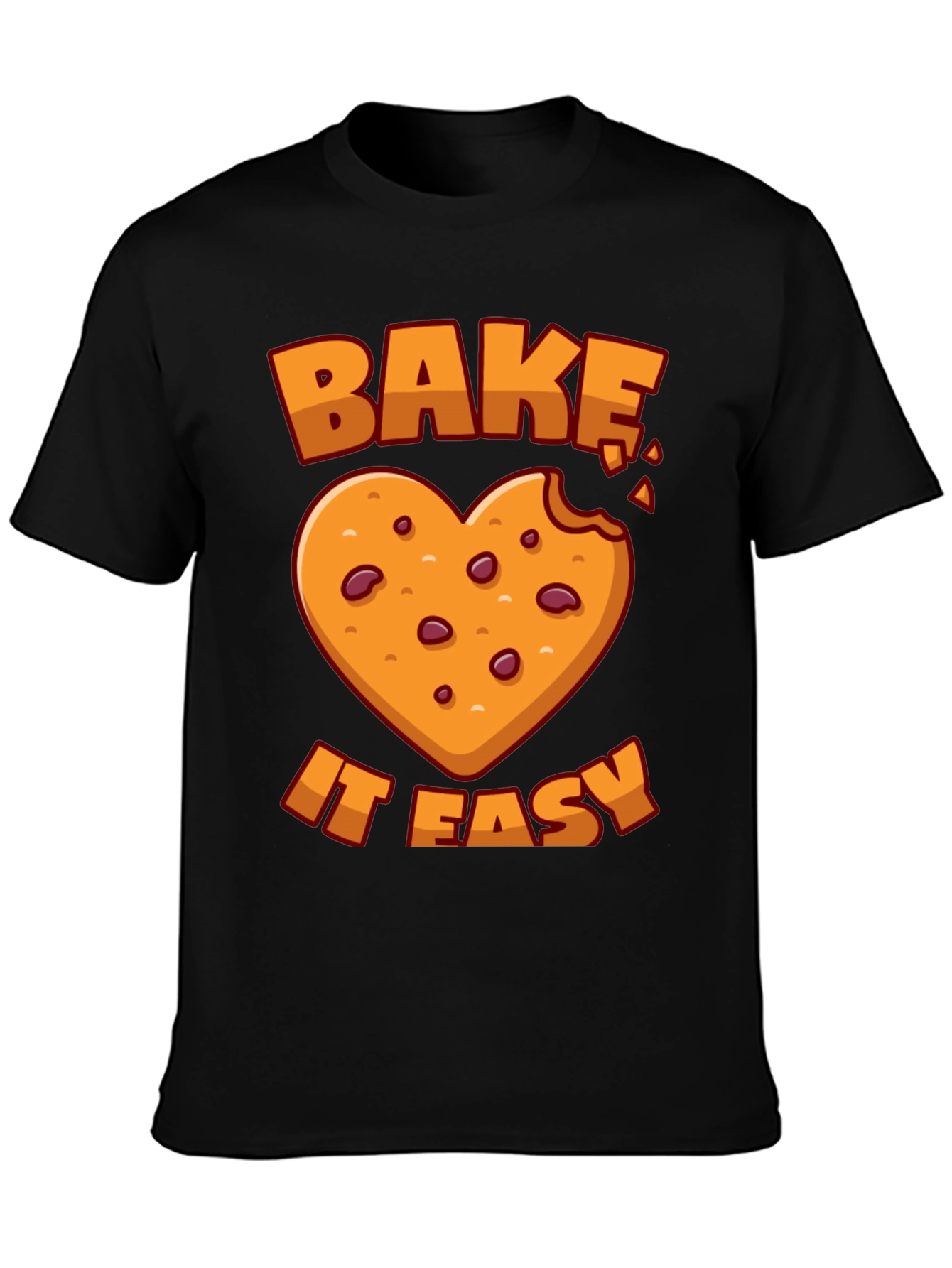 Black Bake It Easy T-Shirt Cookie Heart Graphic Tee view 3