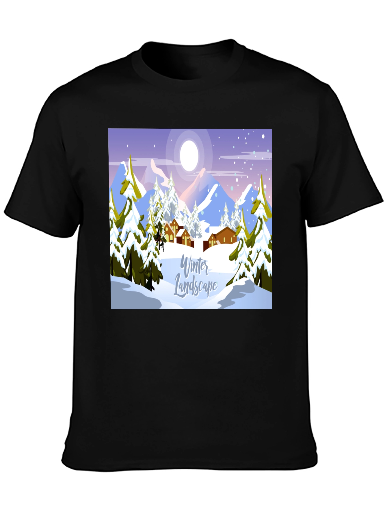 Black Winter Landscape Graphic Tee - Black view 3