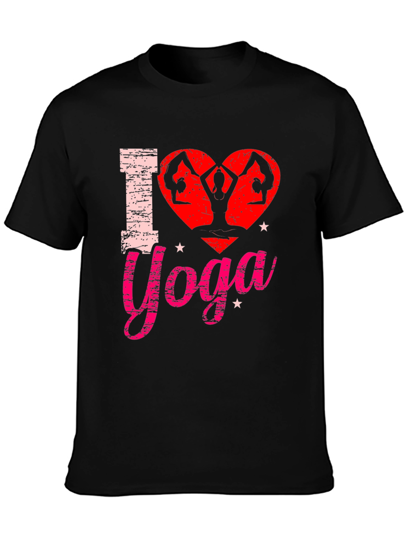 Black I Love Yoga Graphic Tee Shirt - Black Cotton Blend view 3