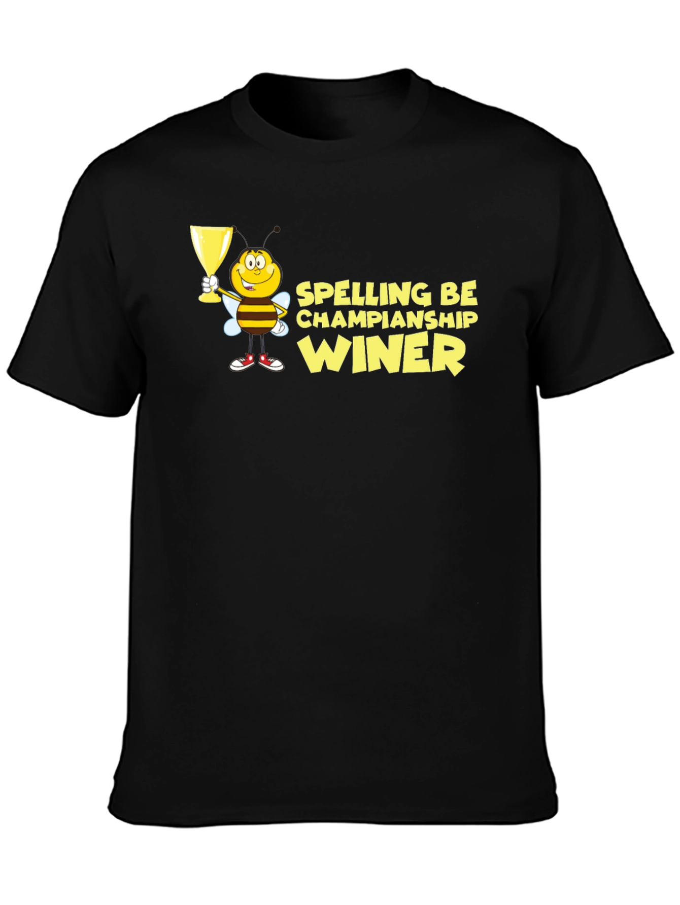Black Spelling Bee Champion Winner Black T-Shirt view 3