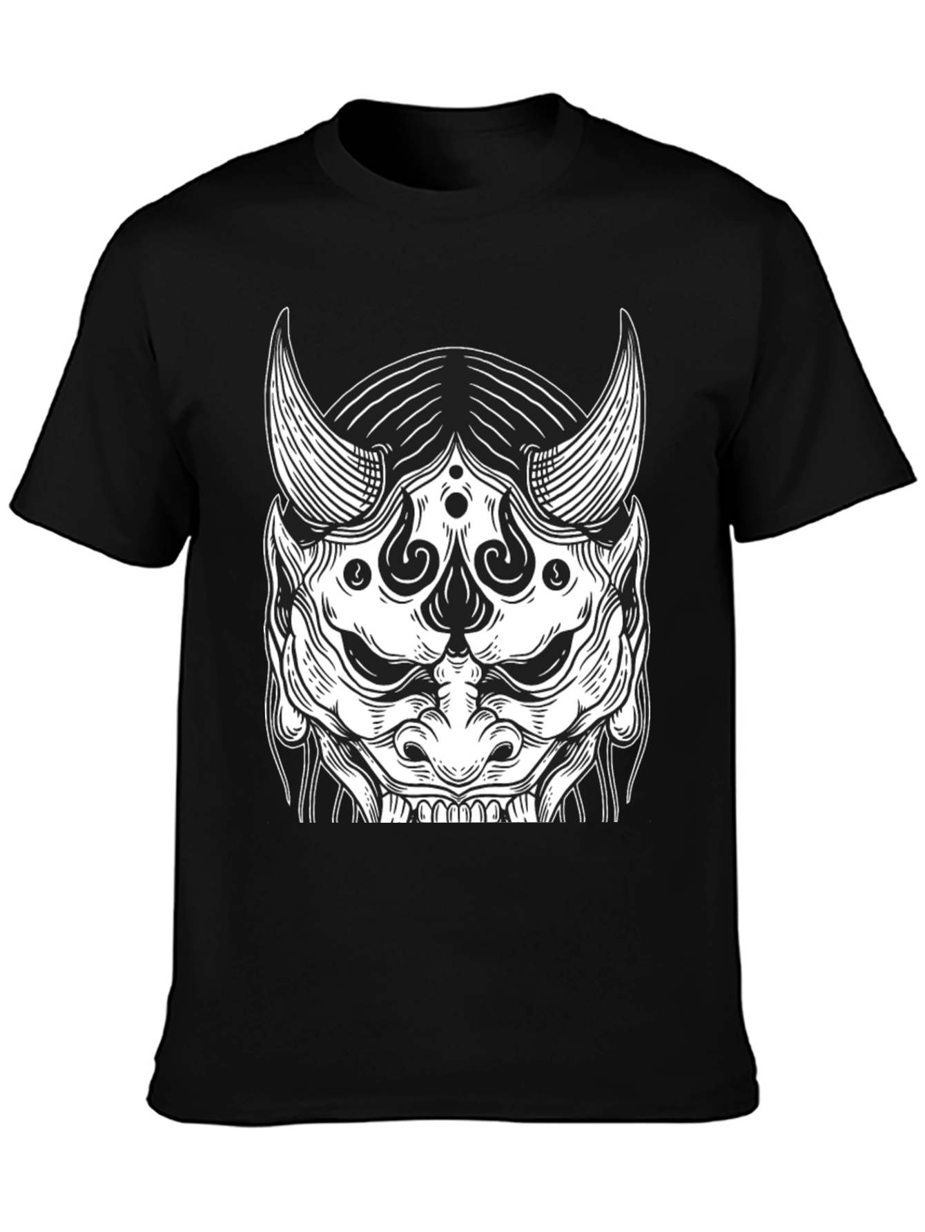 Black Black Oni Mask Graphic Tee view 3