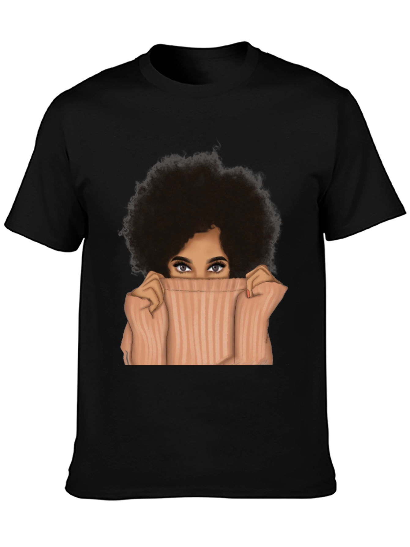 Black Afro Woman Peek-a-Boo Graphic Tee - Unisex view 3