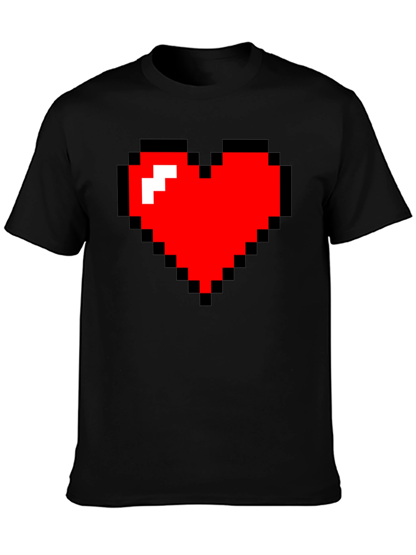 Black Pixel Heart Black Tee - Gamer Style view 3