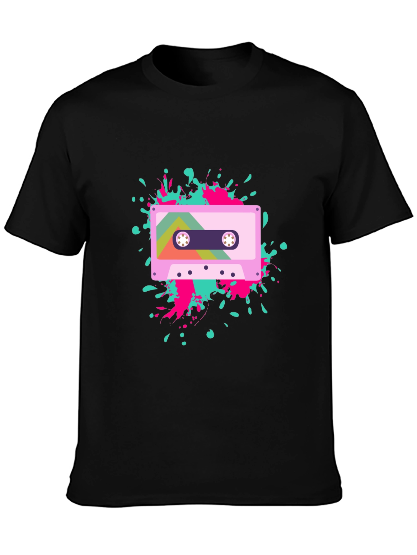 Black Retro Cassette Tape Graphic Tee - Black view 3