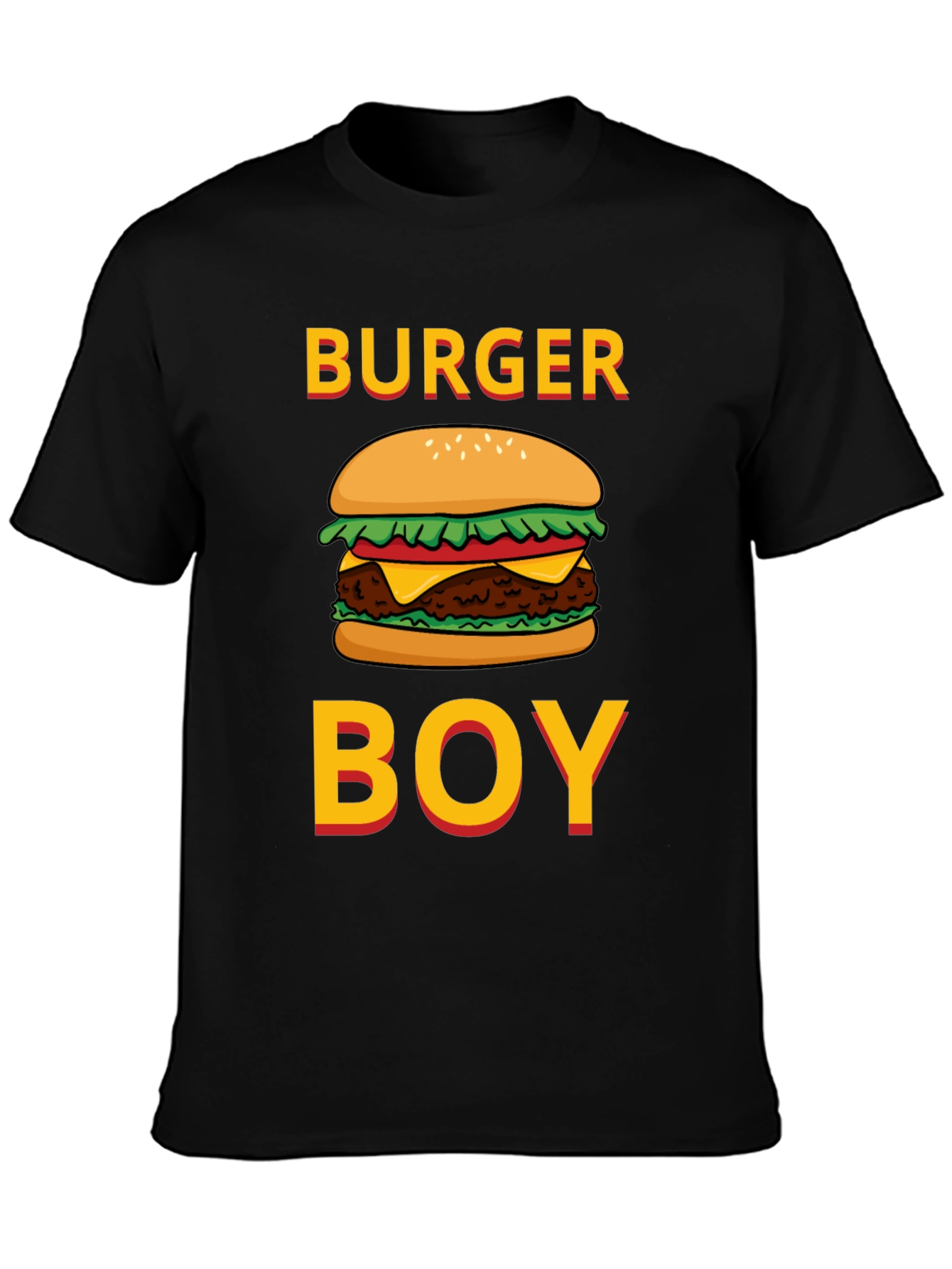 Black Burger Boy Graphic Tee - Foodie Humor T-Shirt view 3