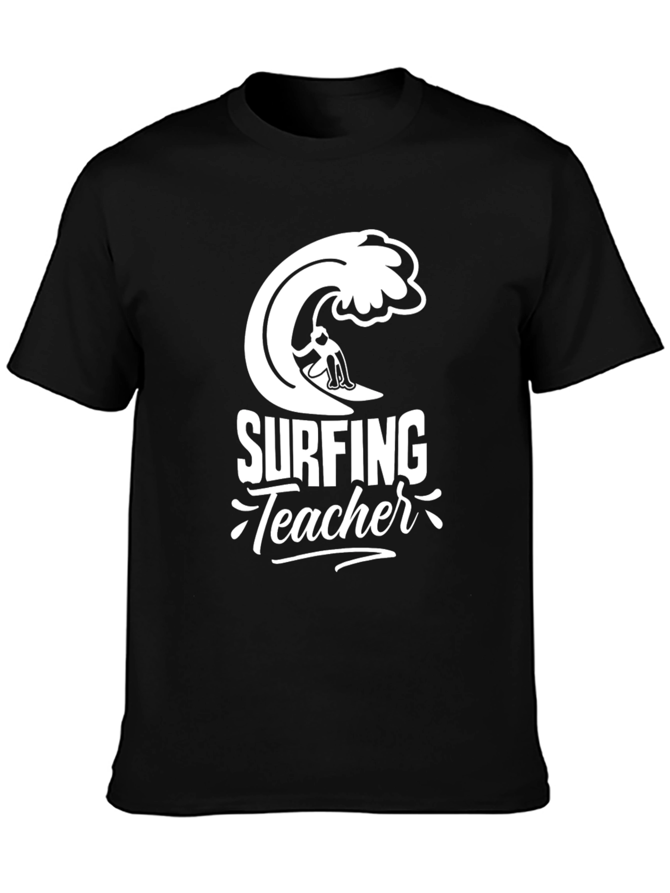 Black Surfing Teacher Graphic T-Shirt - Black view 3