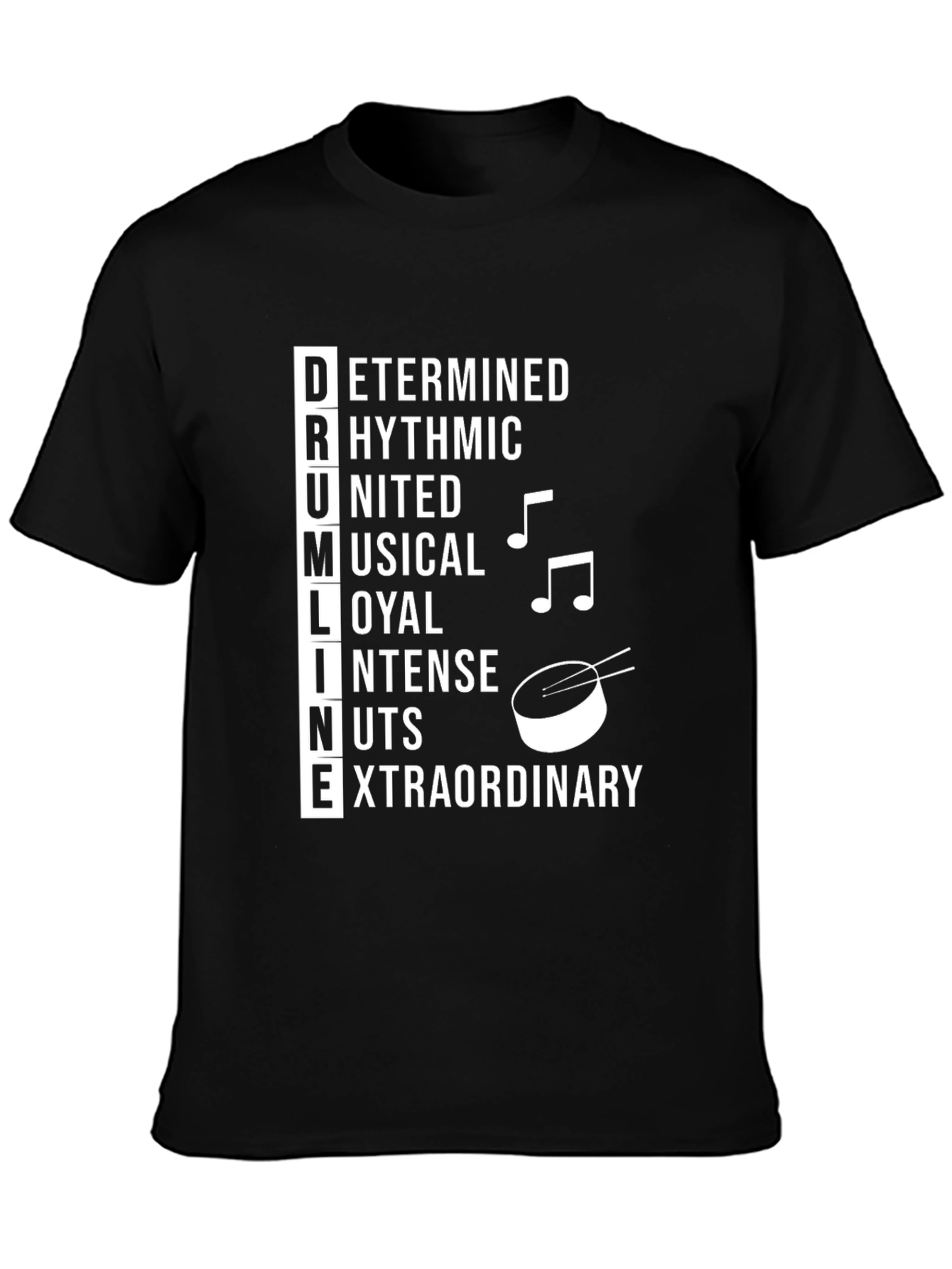 Black Drumline Acronym Black T-Shirt view 3