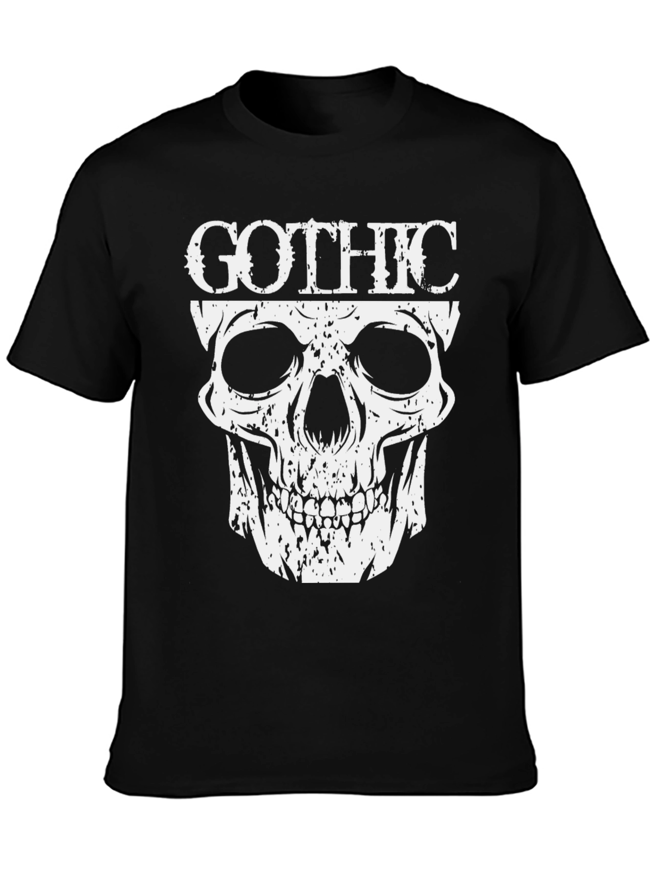 Black Gothic Skull Graphic T-Shirt - Dark Fashion view 3