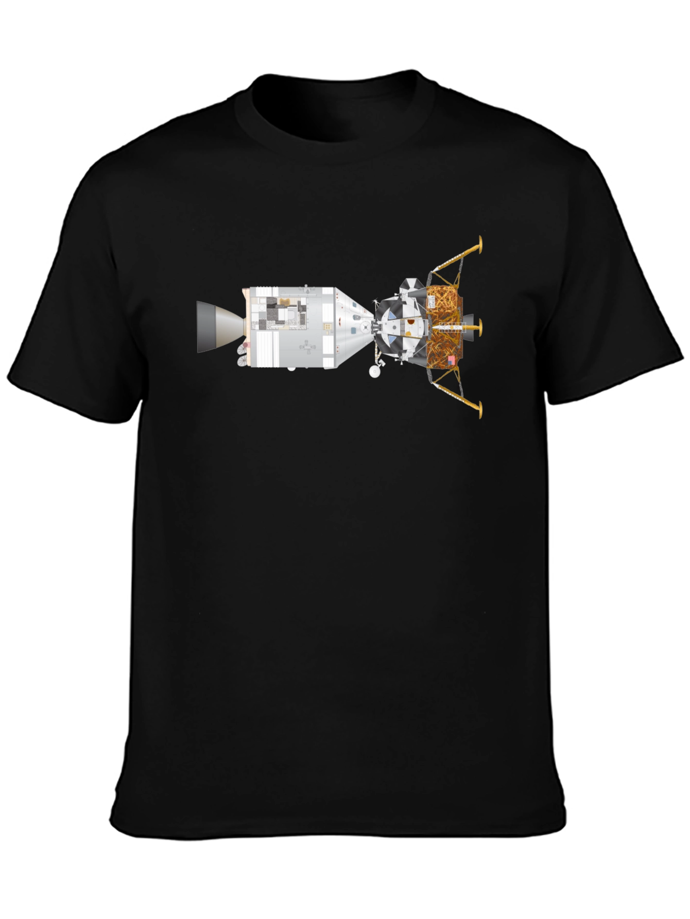 Black Lunar Module T-Shirt - Space Exploration Tee view 3