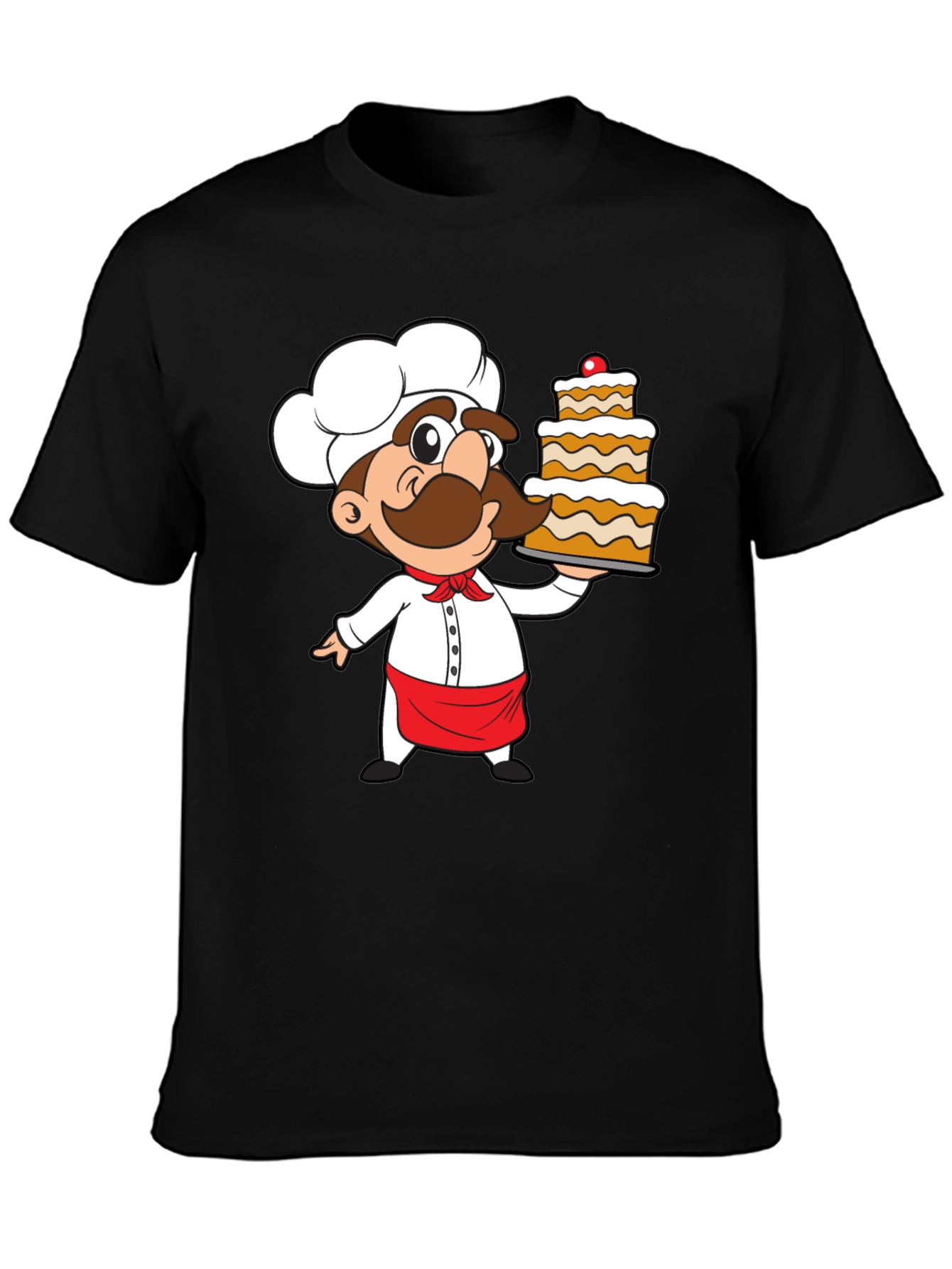 Black Chef Cartoon Graphic Print T-Shirt view 3