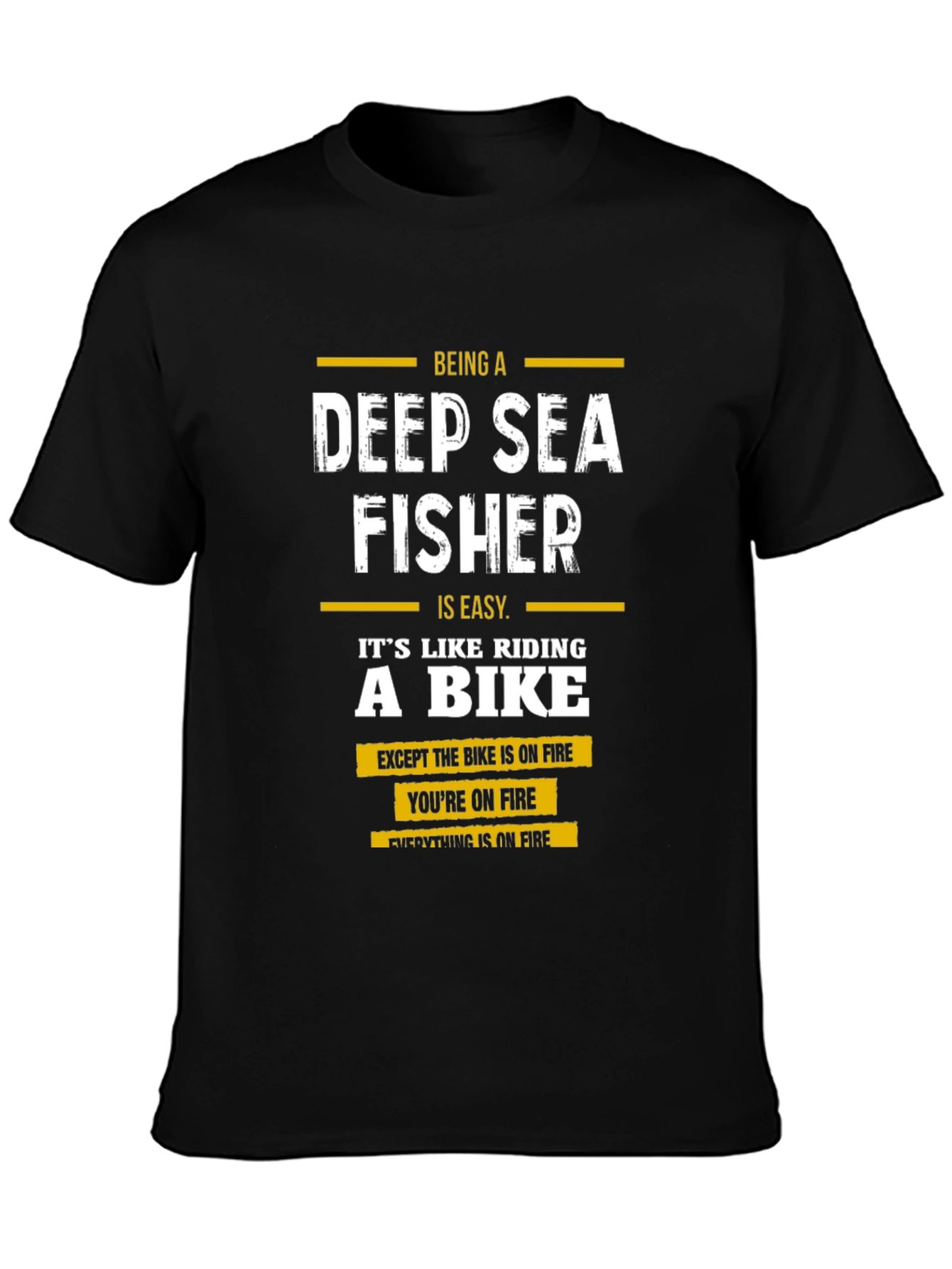 Black Deep Sea Fisher Funny T-Shirt view 3