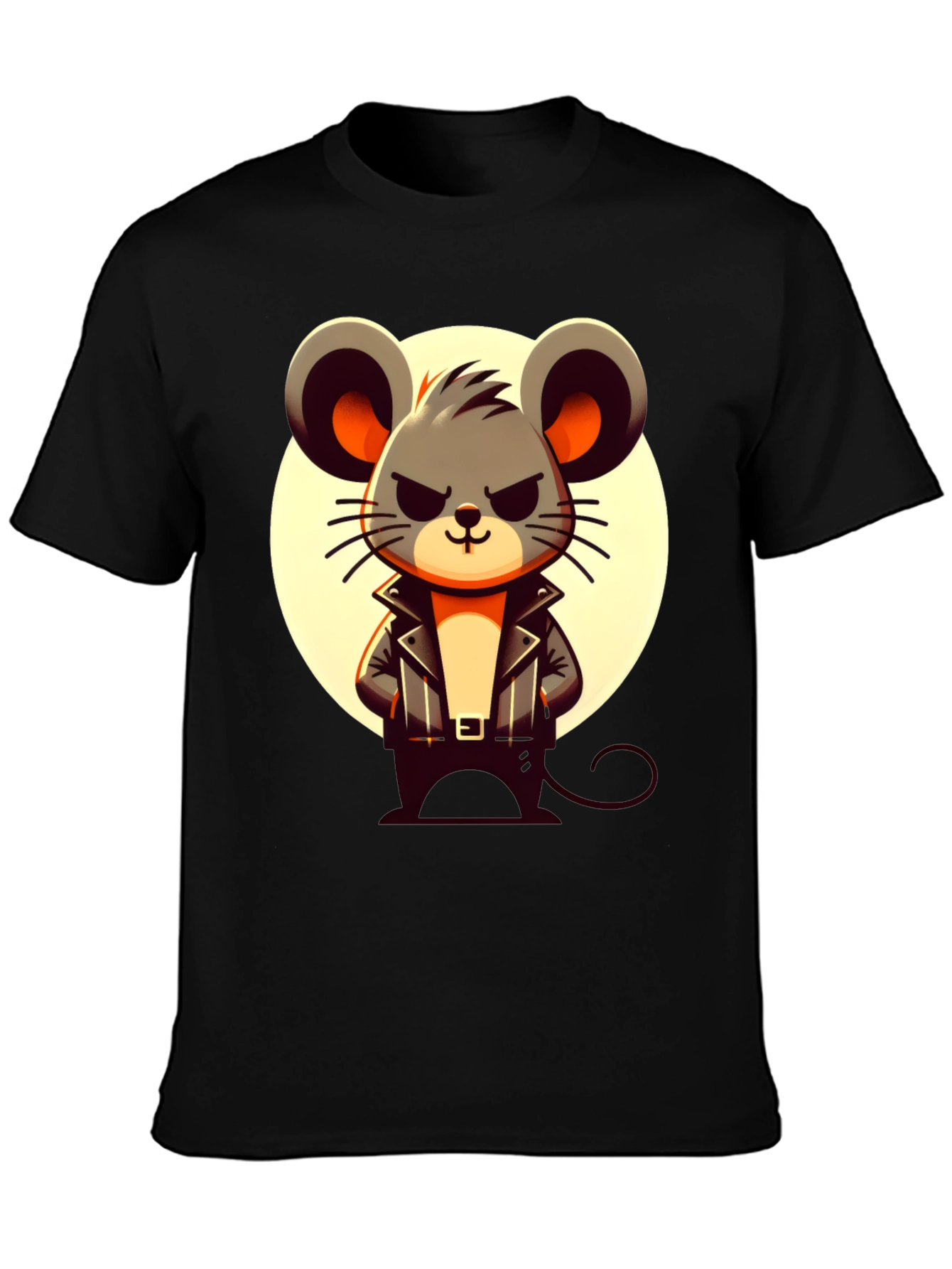 Black Cool Mouse Graphic Tee - Black Crew Neck view 3