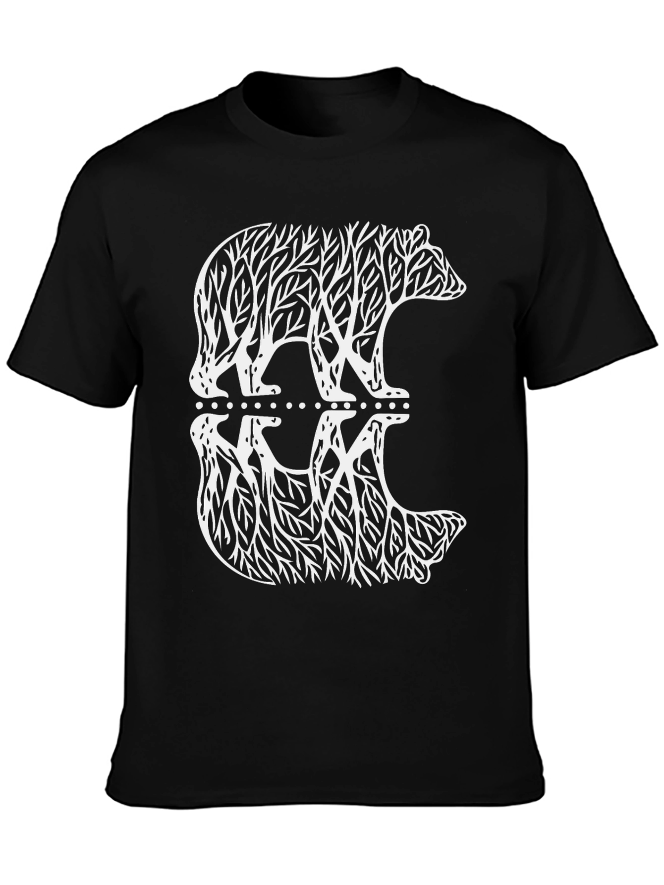 Black Nature Bear Graphic Tee - Black Cotton Blend T-Shirt view 3