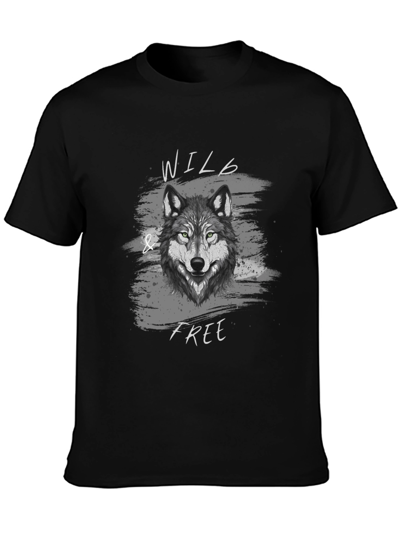 Black Wild & Free Wolf Graphic T-Shirt view 3