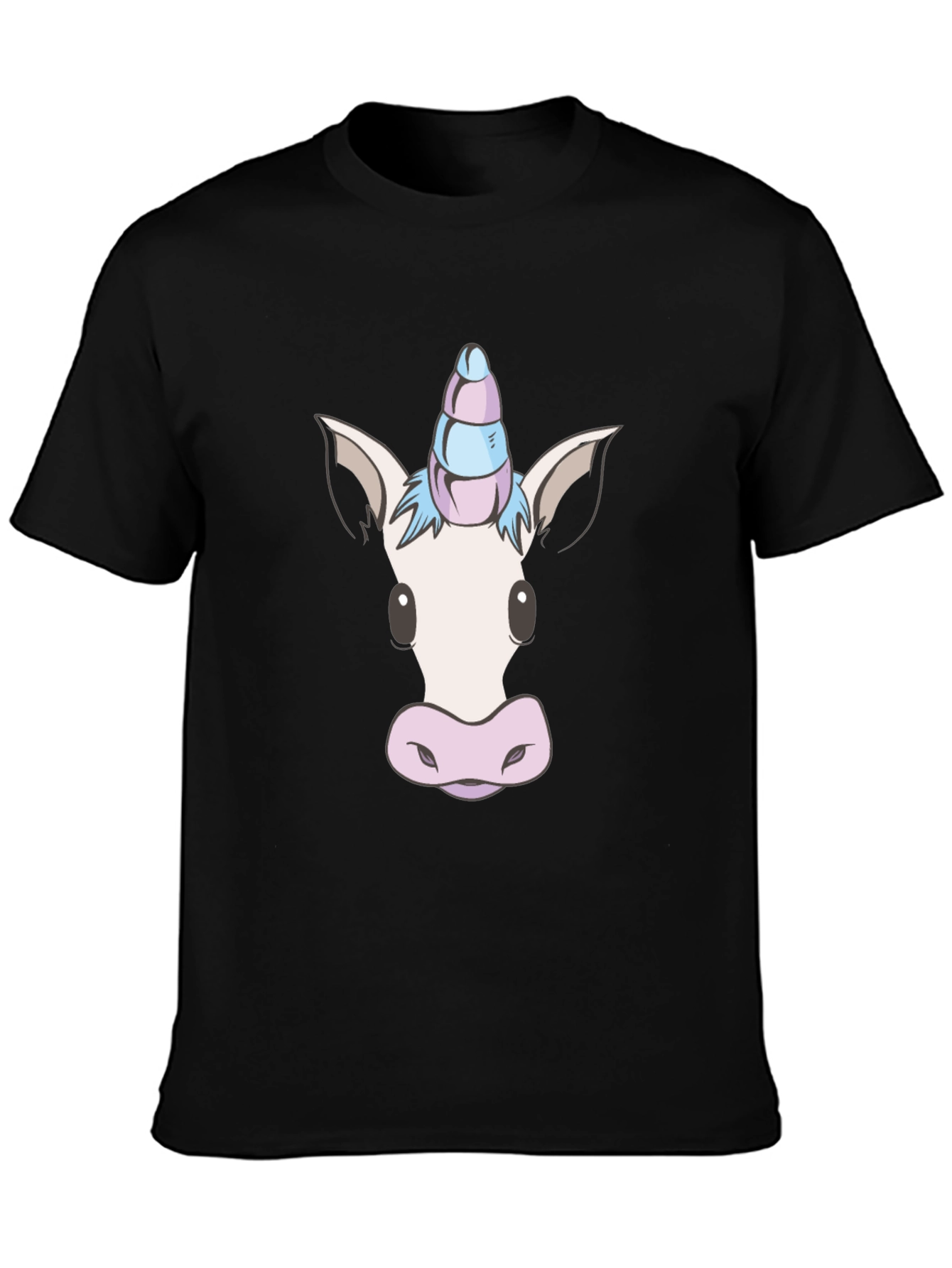 Black Unicorn Head Graphic Tee - Black Cotton Blend view 3