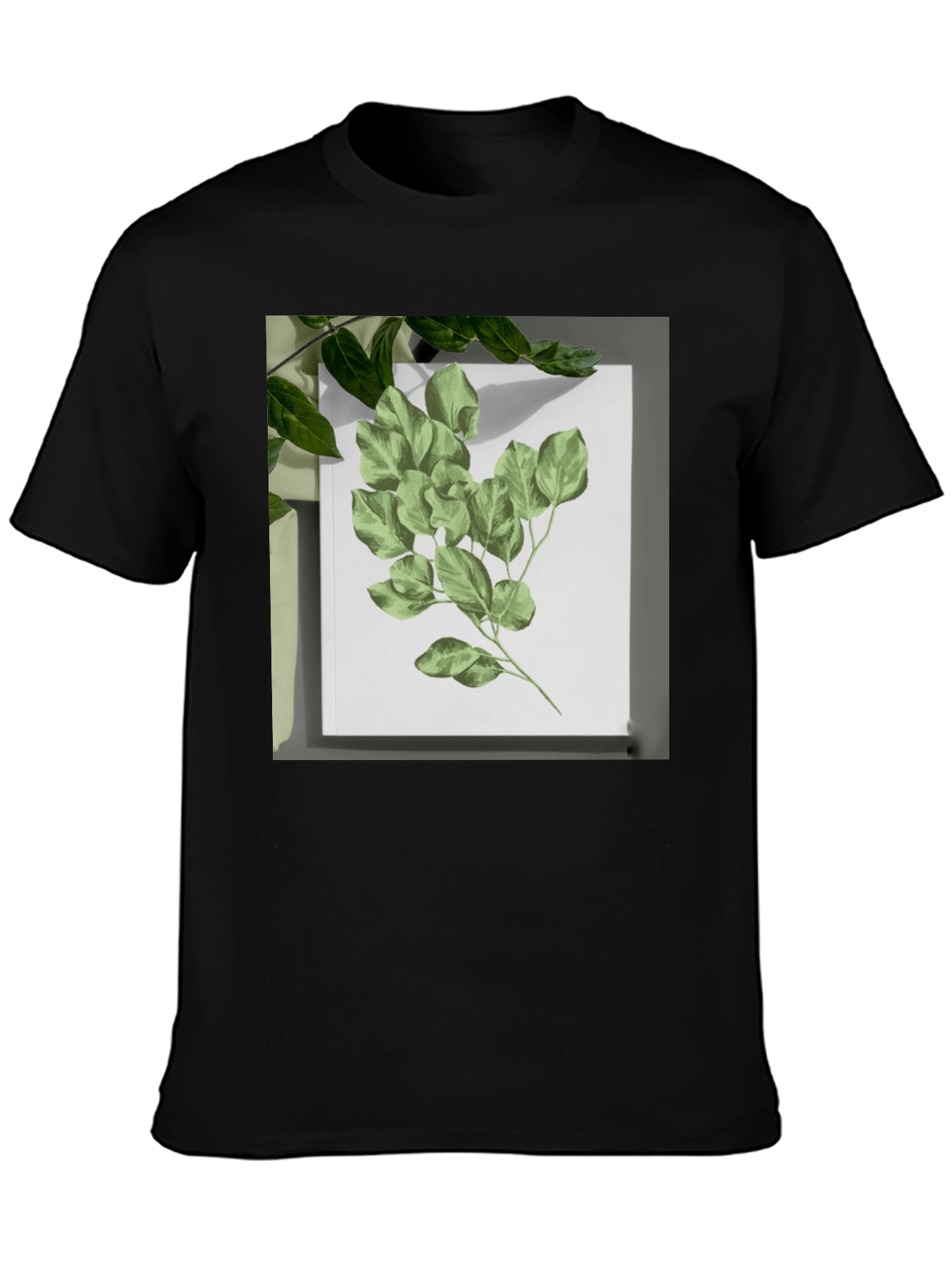 Black Nature Print Black T-Shirt view 3