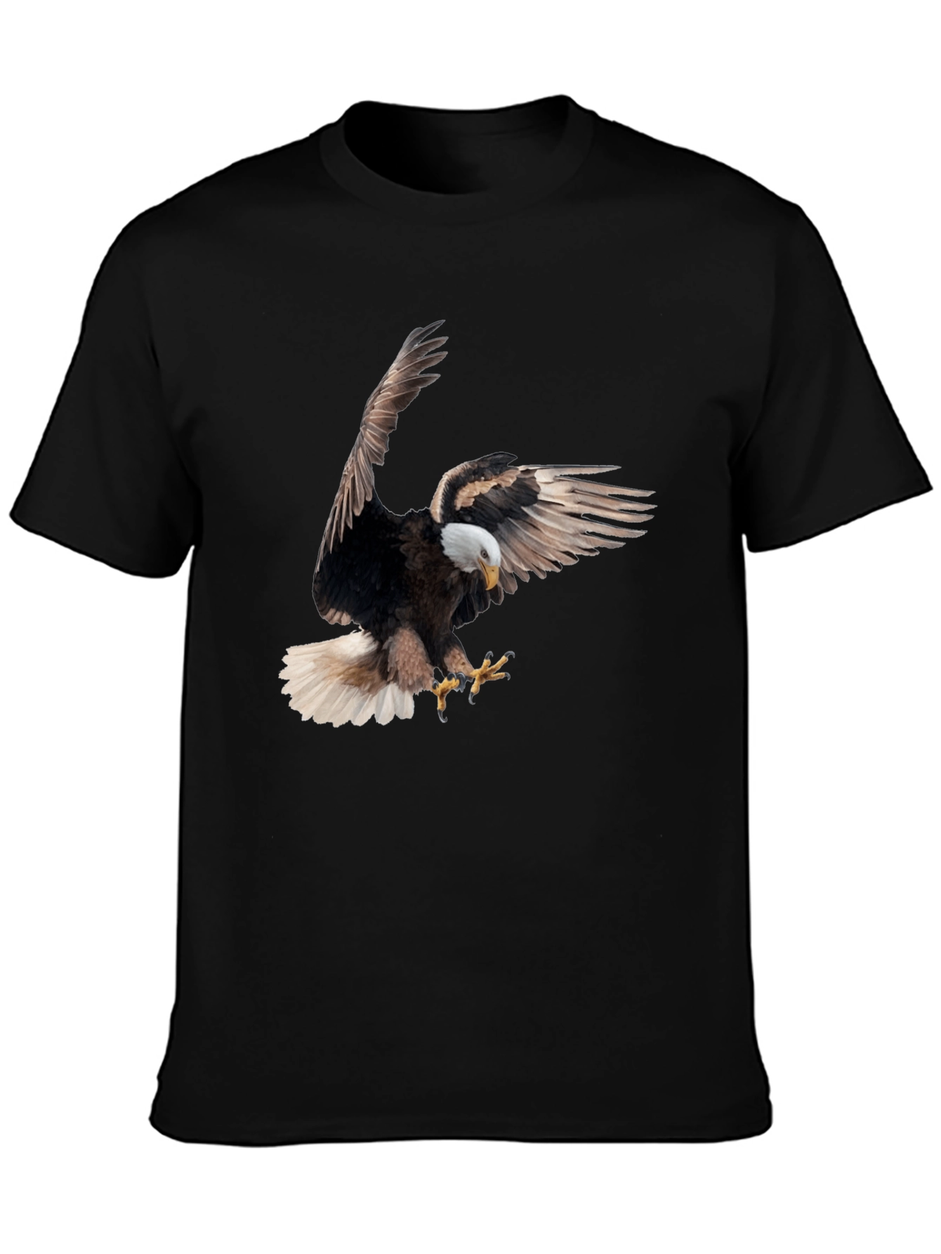 Black Bald Eagle Graphic Tee - Black Cotton Blend view 3