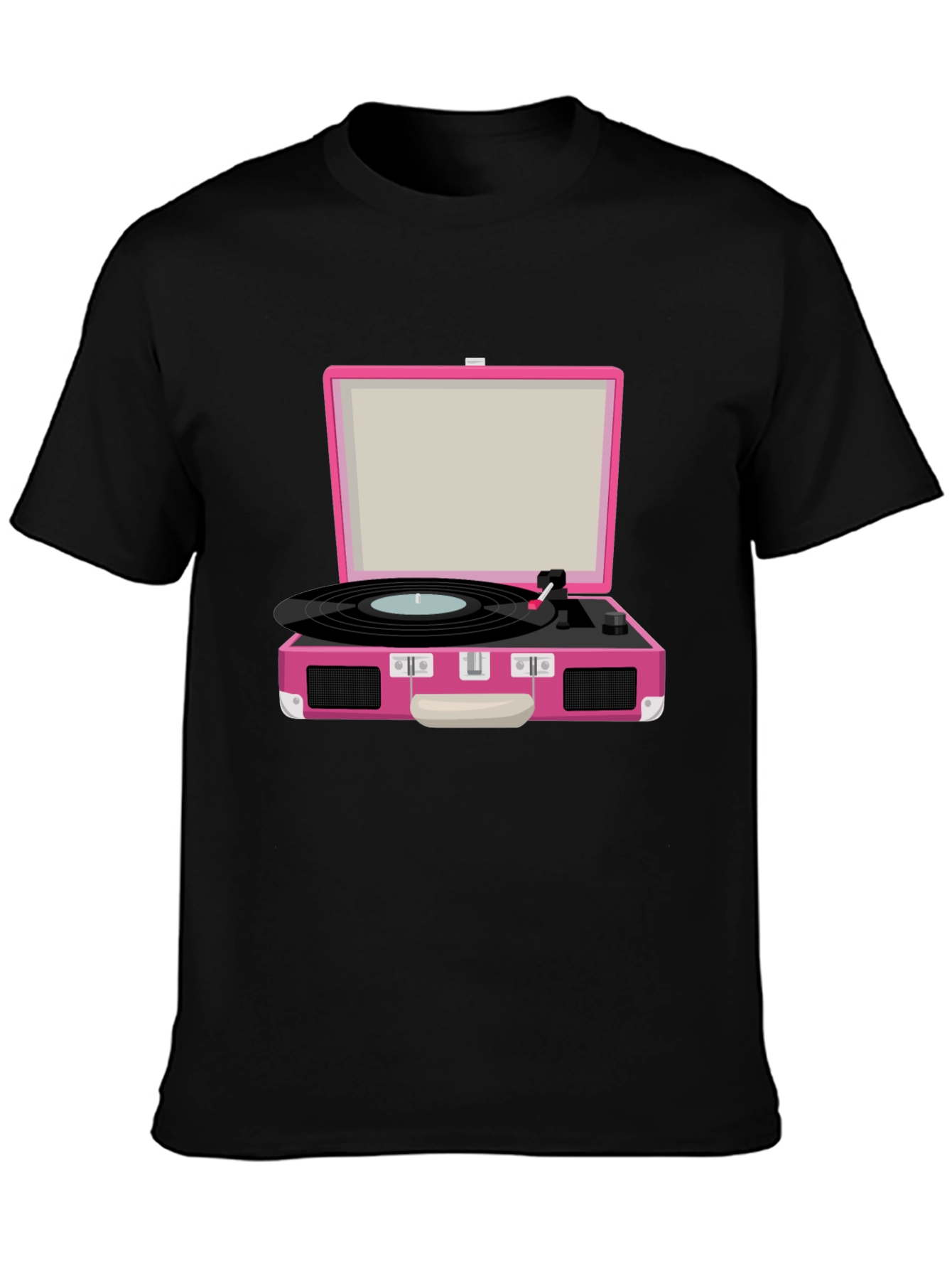 Retro Pink Record Player Graphic Tee - Music Lover T-Shirt - 3
