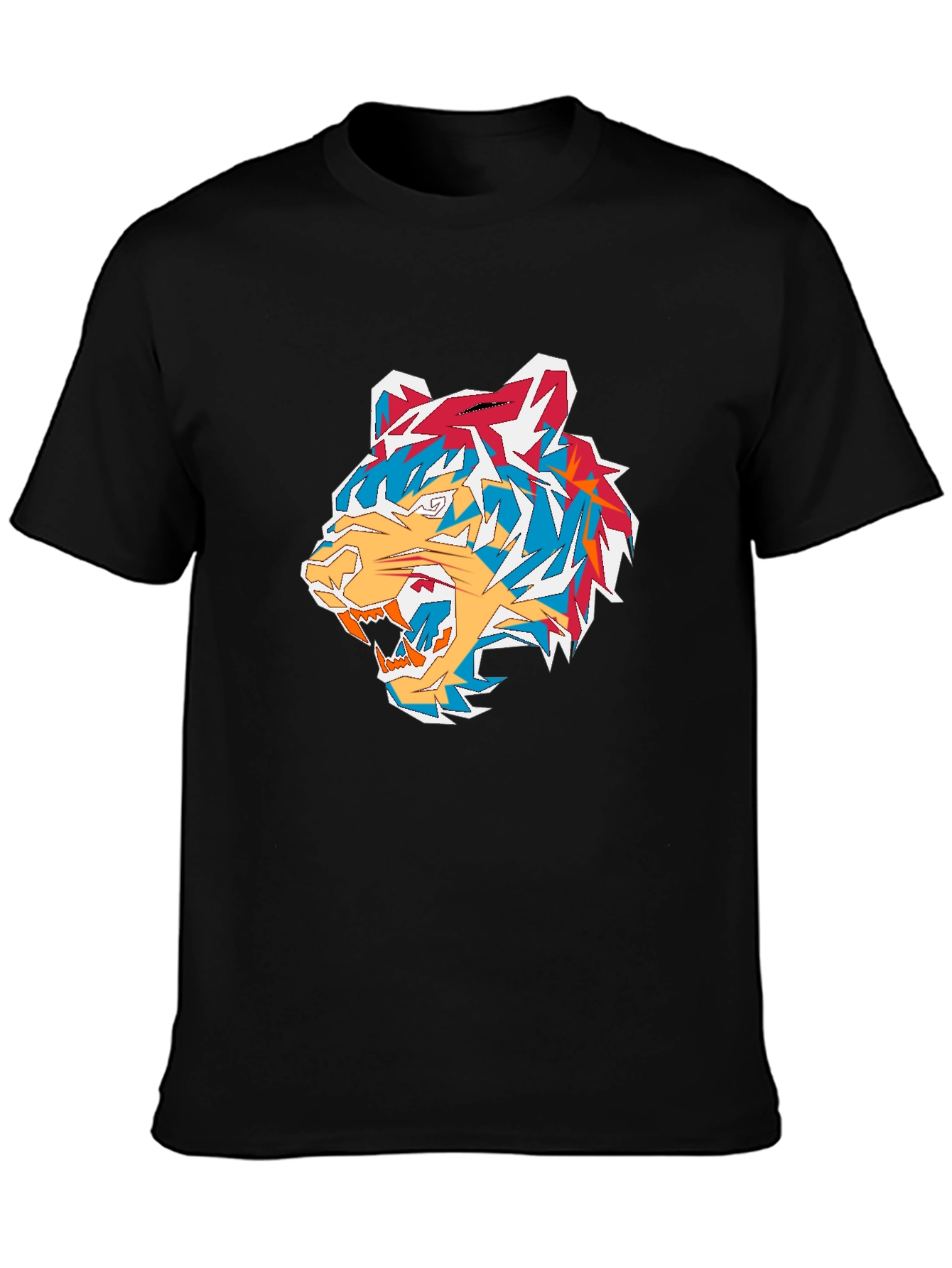 Black Cool Tiger Graphic Print Black T-Shirt view 3