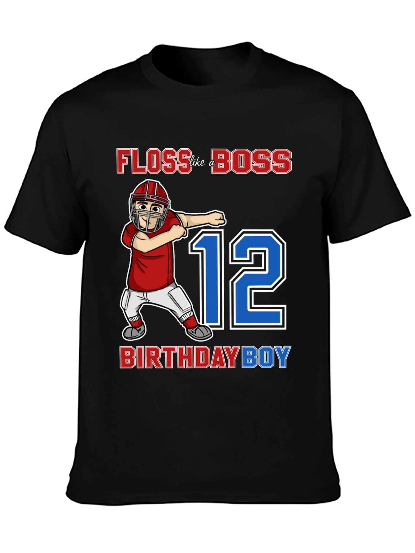 Black Floss Like a Boss 12th Birthday Boy T-Shirt view 3