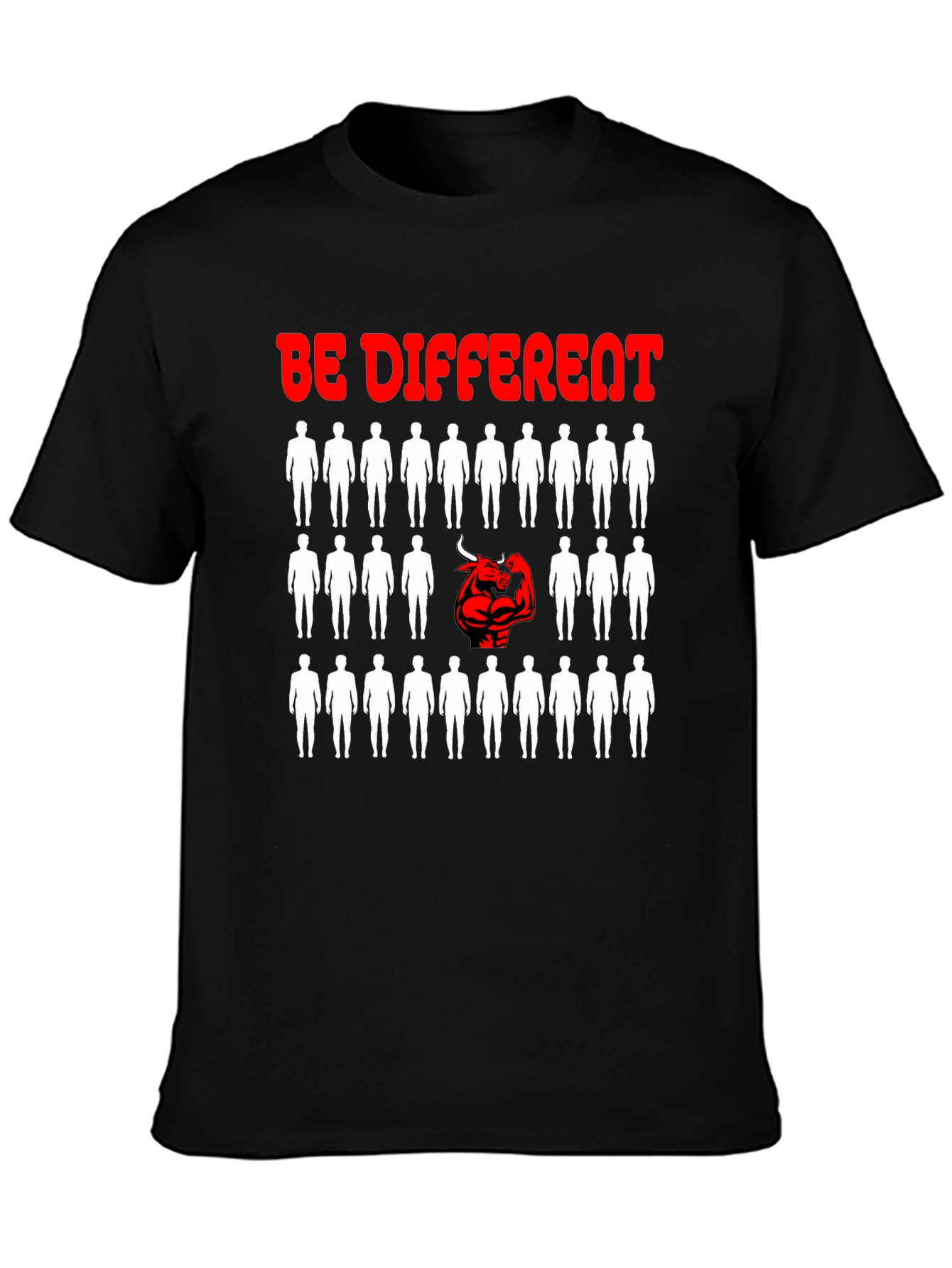 Black Be Different T-Shirt - Unique Graphic Design view 3