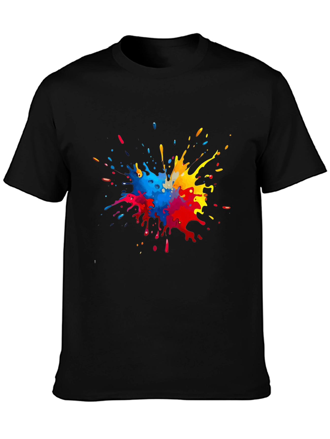 Black Colorful Paint Splatter Graphic T-Shirt view 3