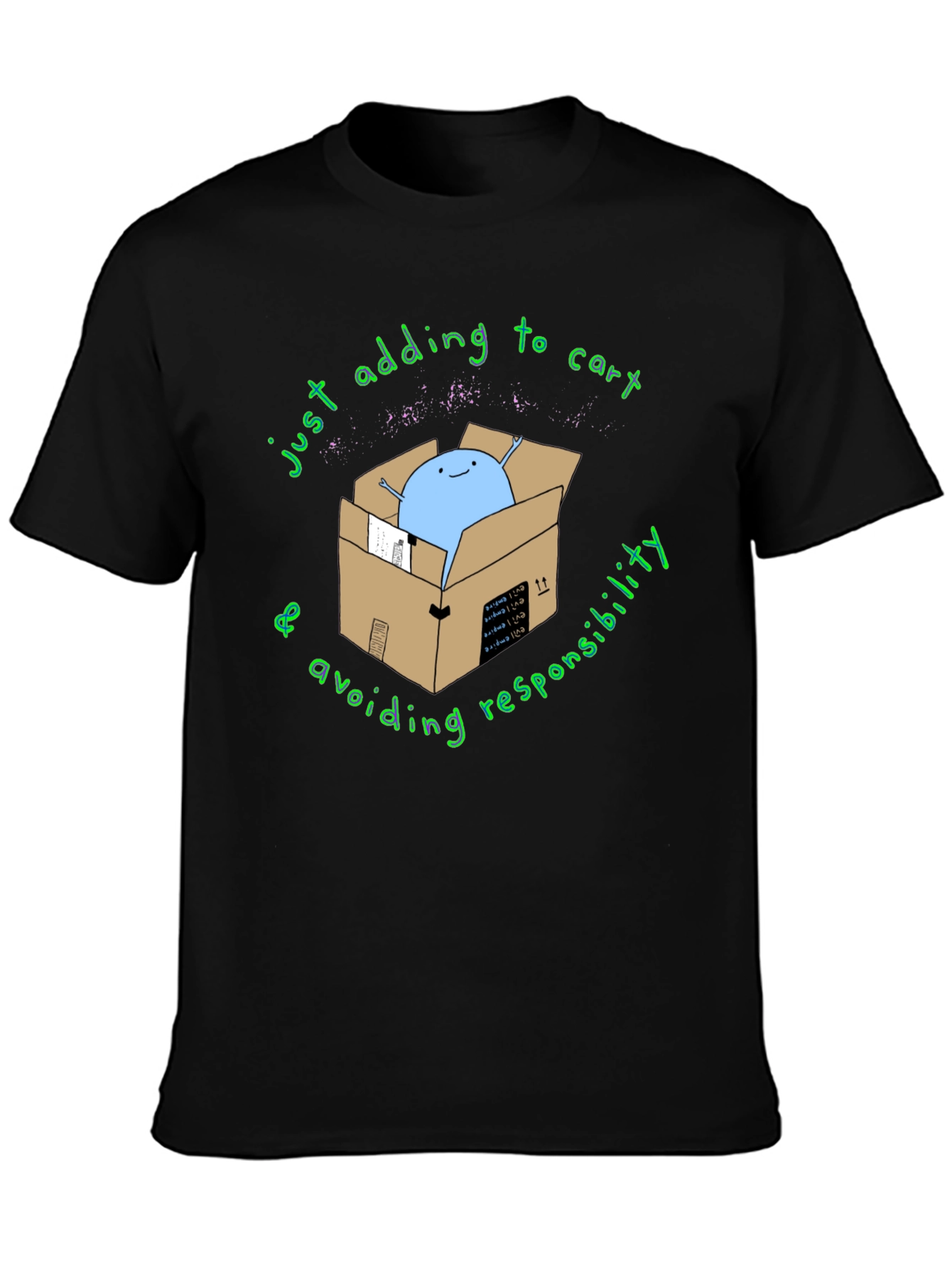 Black Adding to Cart T-Shirt - Avoiding Responsibility Tee view 3