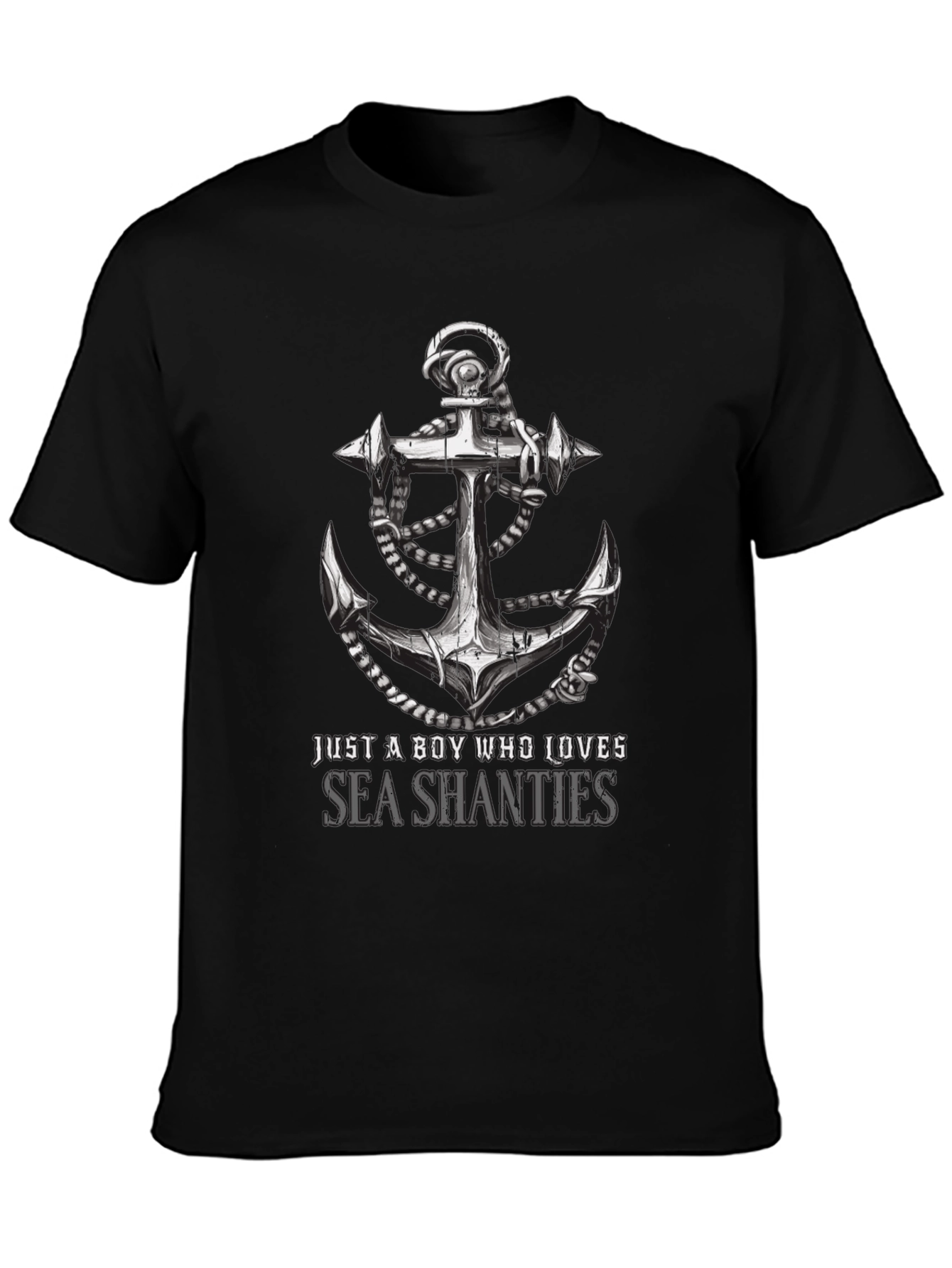 Black Sea Shanties Anchor Graphic Tee - Black Cotton Shirt view 3