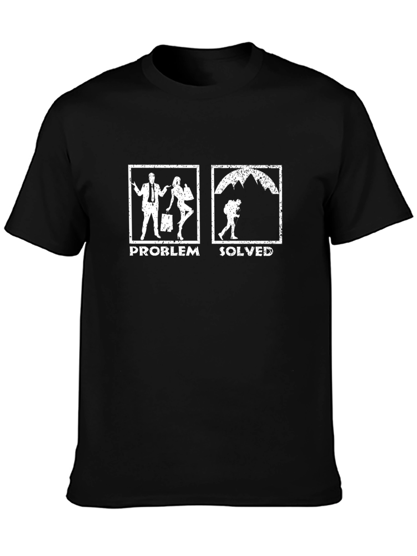 Black Problem Solved Hiking T-Shirt view 3