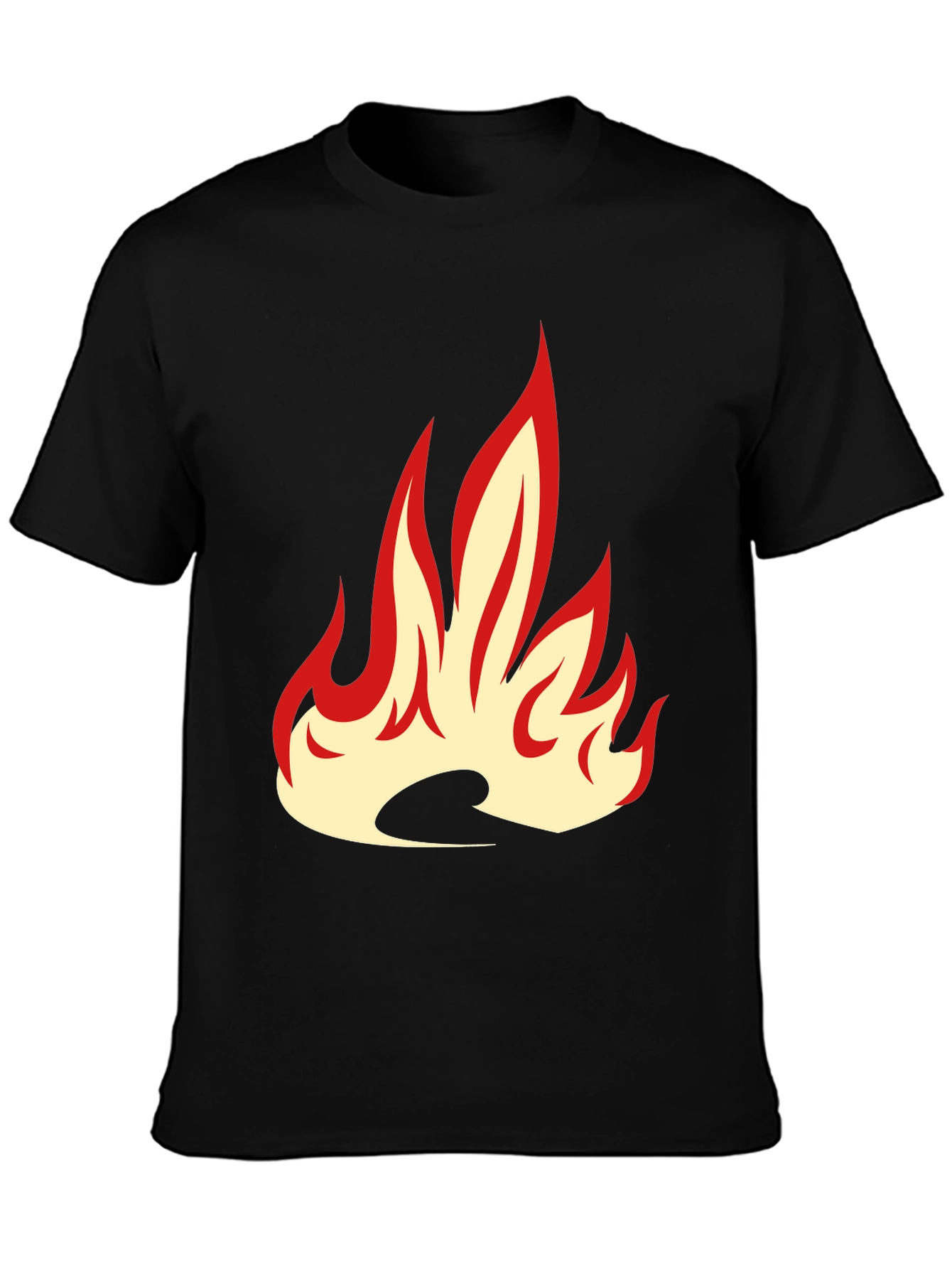 Black Fiery Flame Graphic Tee - Bold Black T-Shirt view 3