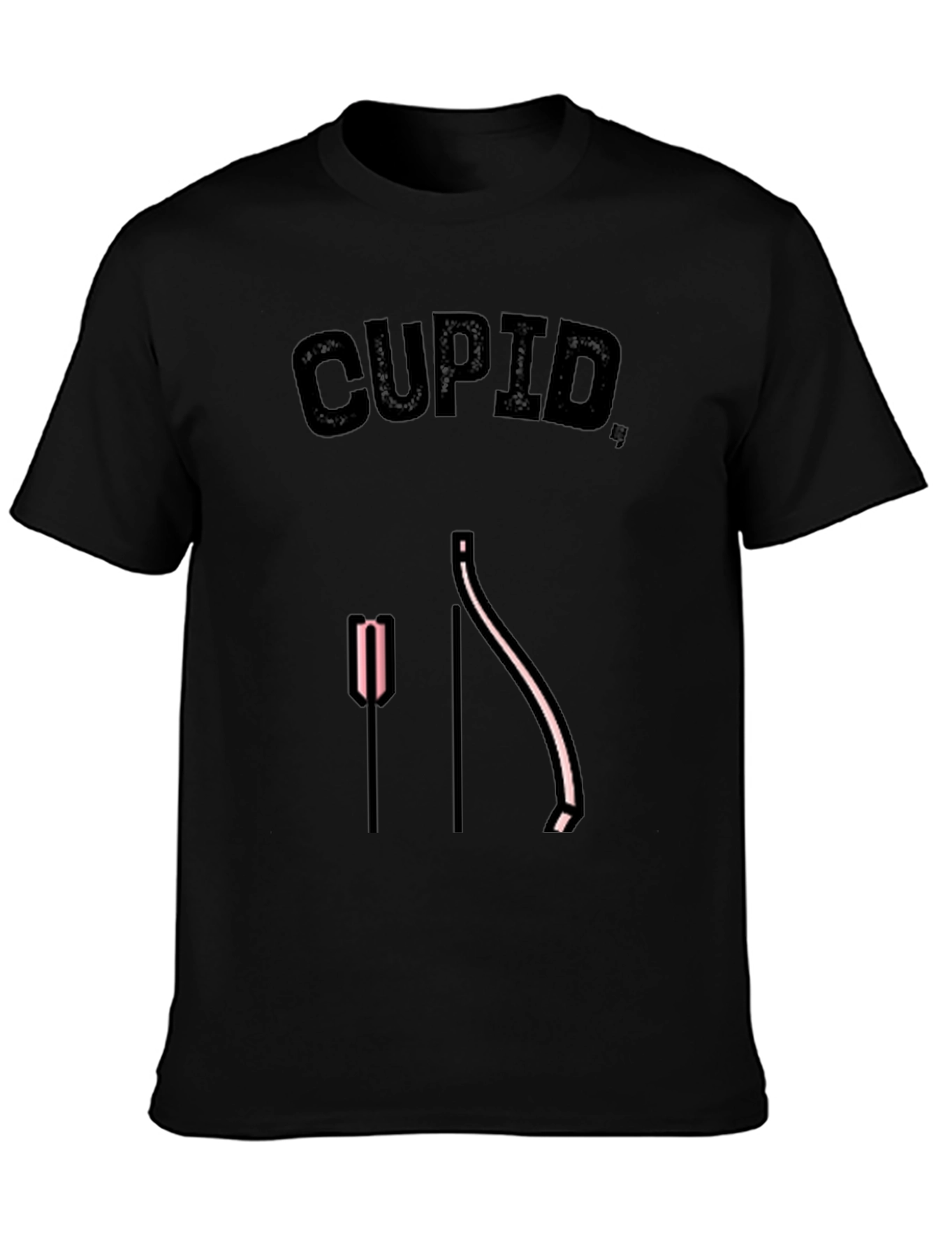 Black Cupid Arrow Bow Valentines T-Shirt view 3