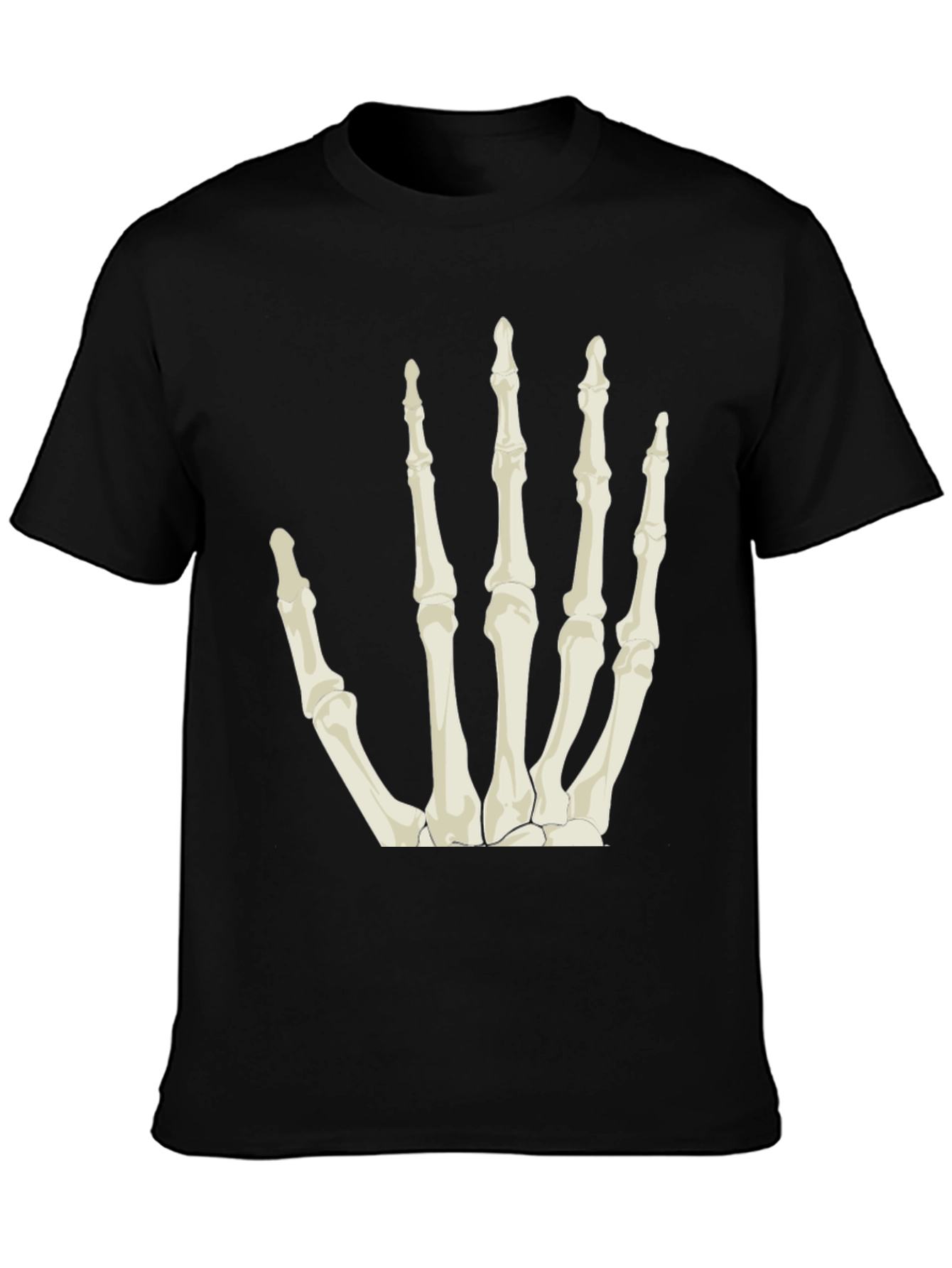 Black Skeleton Hand Graphic Tee - Black Cotton T-Shirt view 3