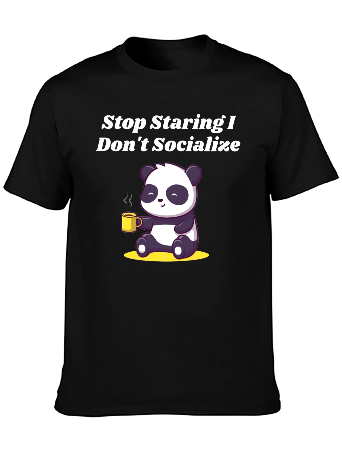 Black Stop Staring Panda T-Shirt view 3