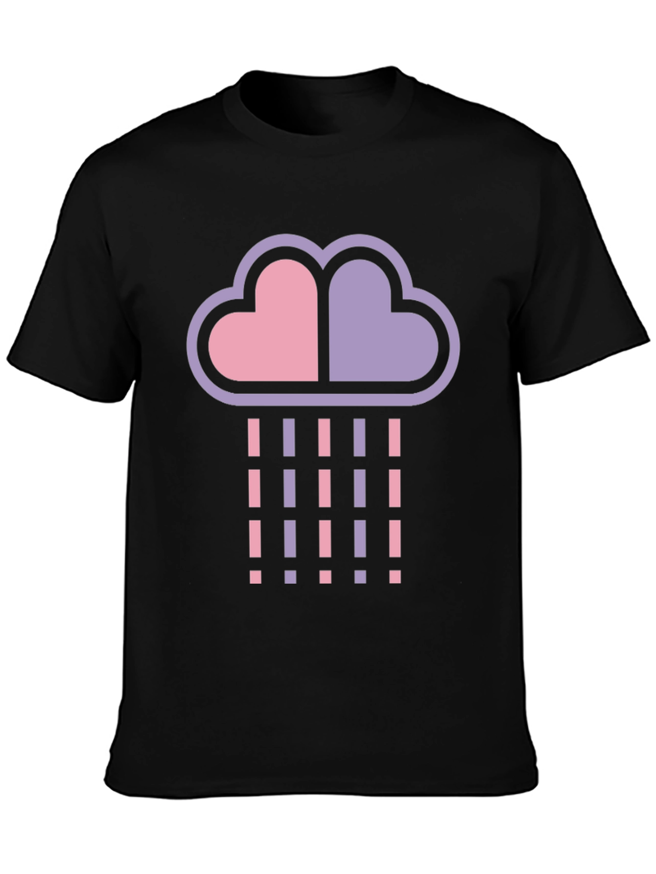 Black Heart Cloud Rain T-Shirt - Black Cotton Blend view 3