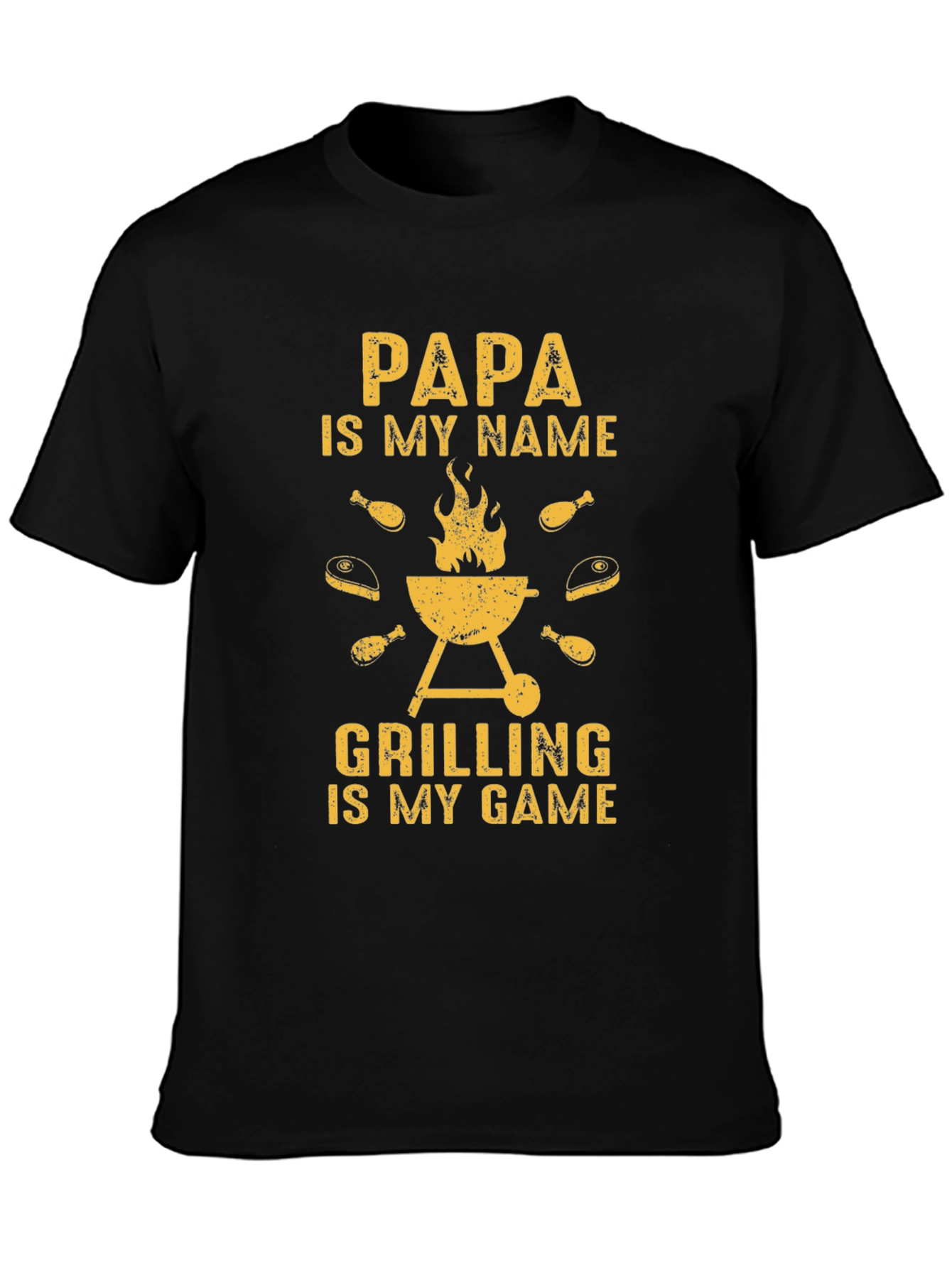 Black Papa's Grilling Game T-Shirt - Perfect BBQ Gift view 3